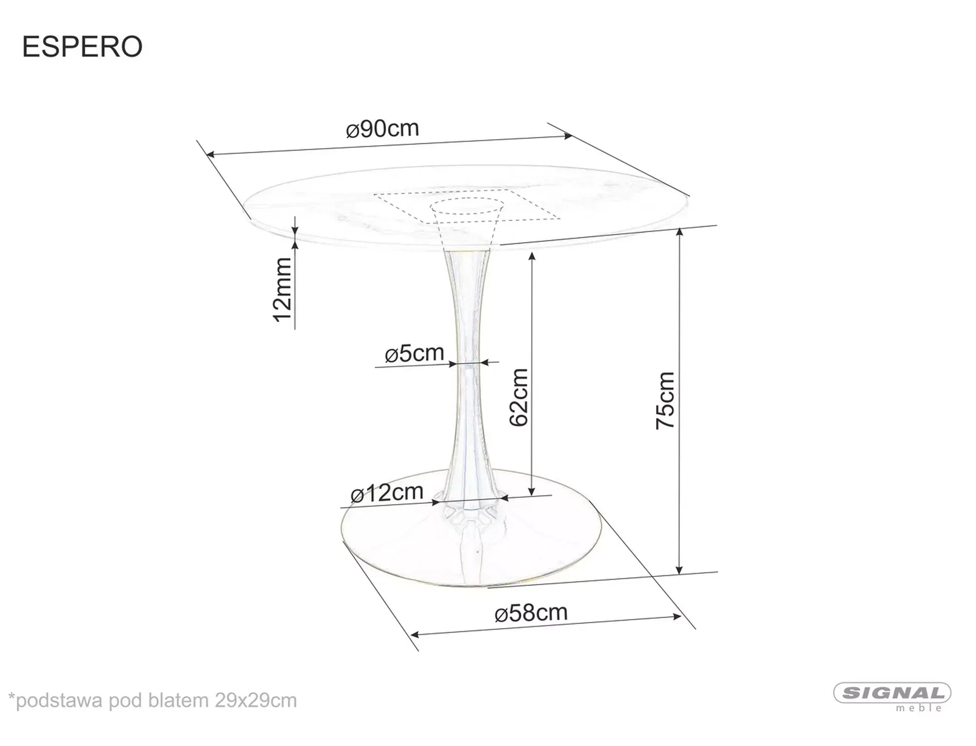 Stół okrągły ESPERO 90 cm biały efekt marmuru/złota podstawa - ESPEROCZL90