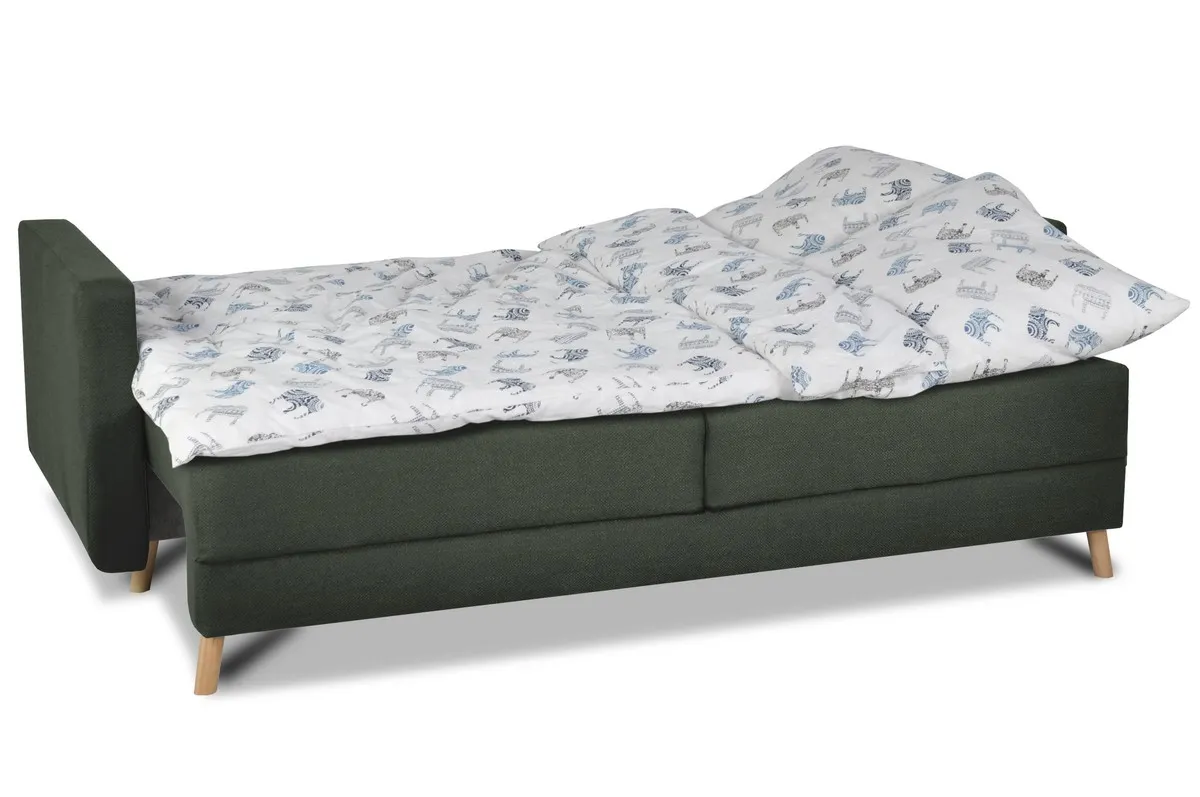 Sofa rozkładana z pojemnikiem SCANDI 218 cm ciemnozielona pikowana - SCANDINEW-AUSTIN13GREEN