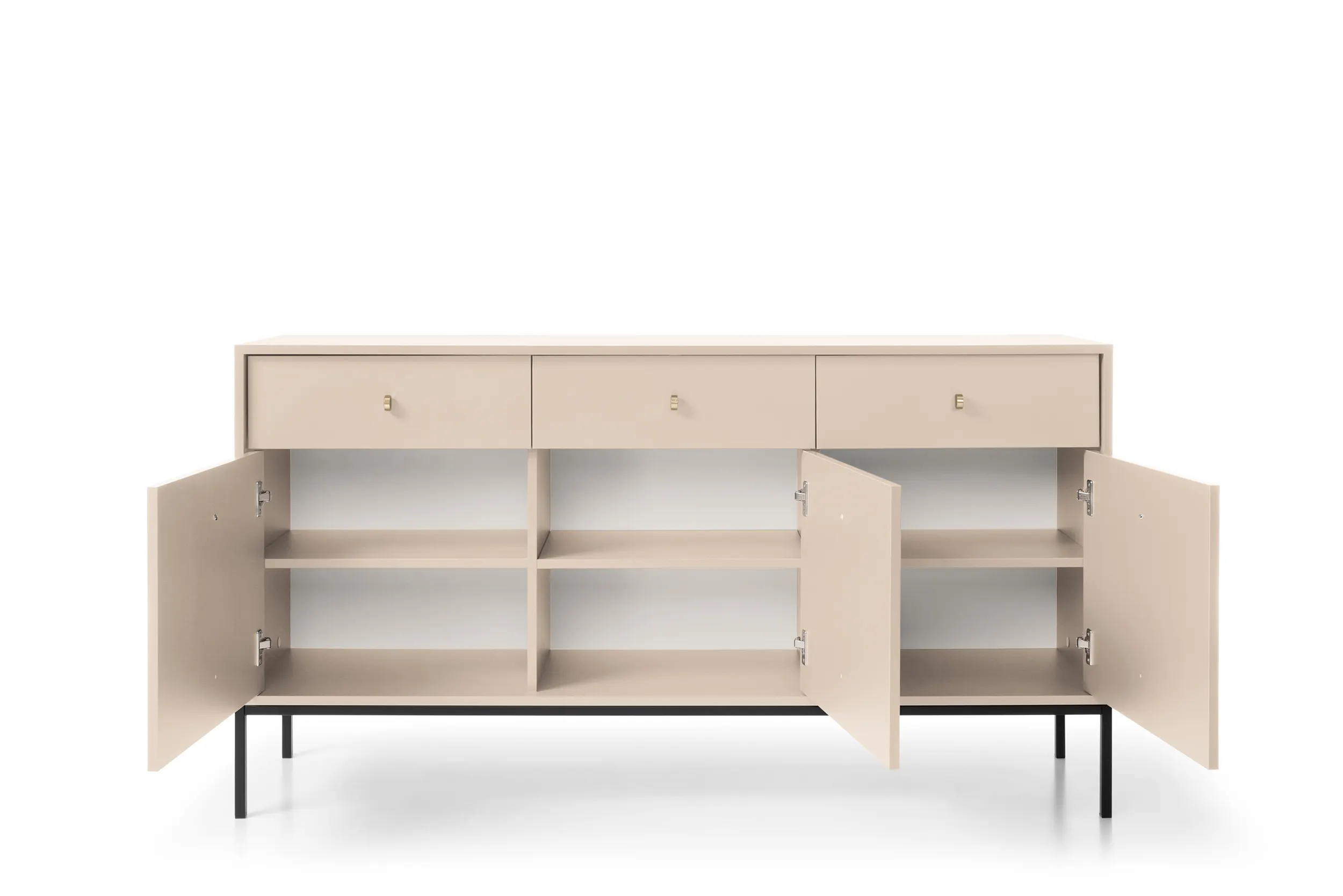 Komoda 3-drzwiowa z 3 szufladami MONO Piaskowy, Czarny — zdjęcie 4