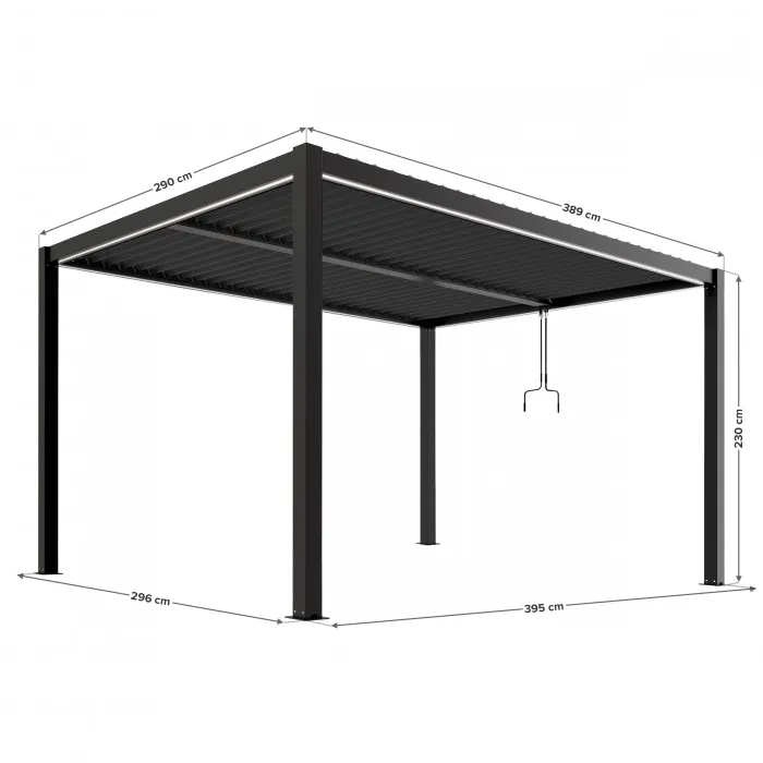 Pergola LUXE 3x4m antracyt z LED - MI_5908227364804