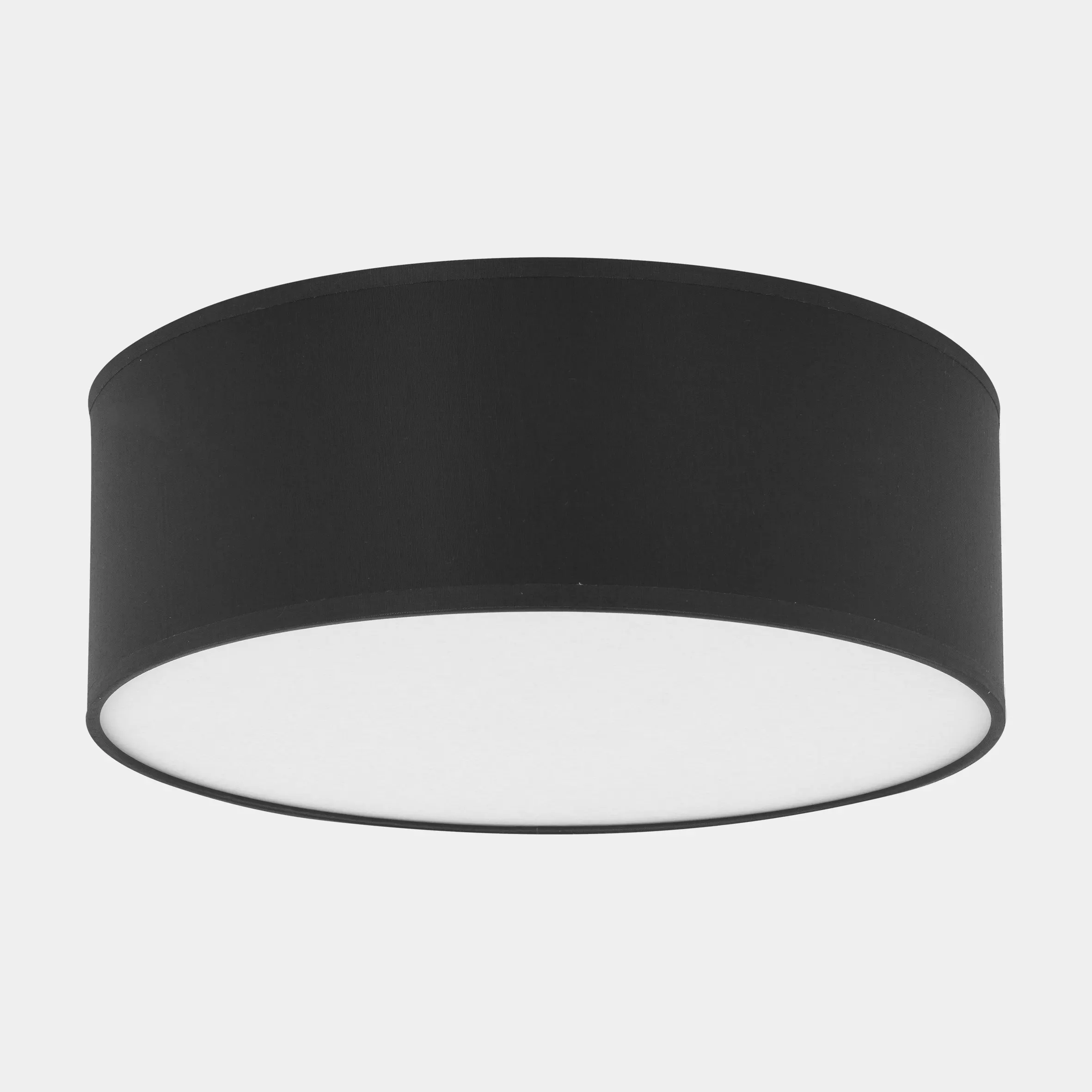 Lampa sufitowa RONDO czarna z tkaniny z białym kloszem okrągła 45x15cm