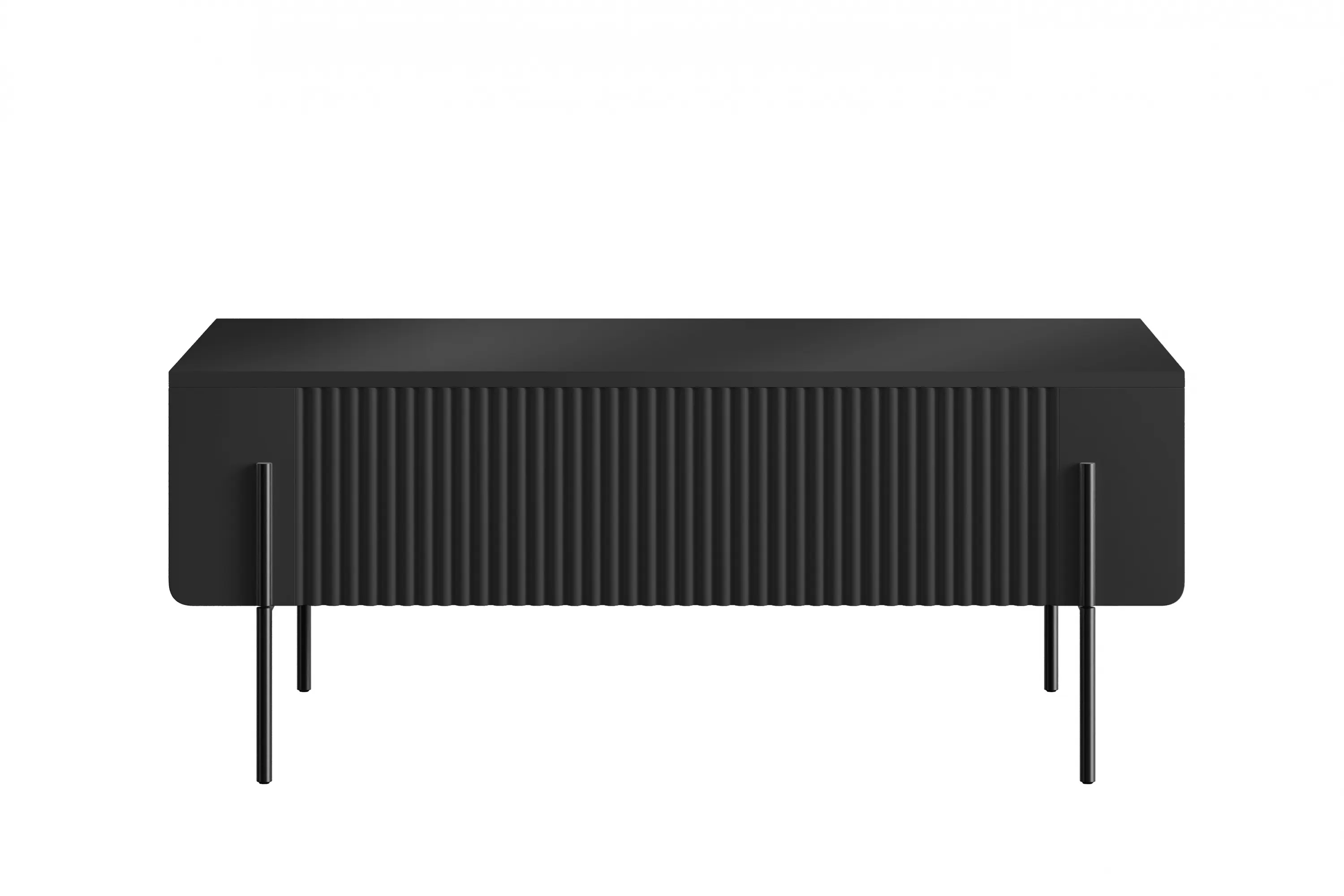 Stolik kawowy z 2 szufladami MALMI ryflowany front 60x100cm - czarny - B_166962