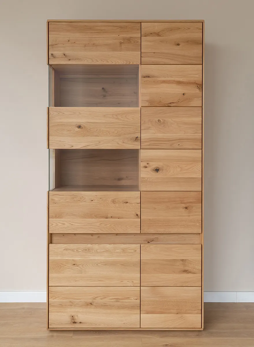 Witryna drewniana szklana DIVISIONE z oświetleniem lewa dąb olejowany - ZIDIV02L