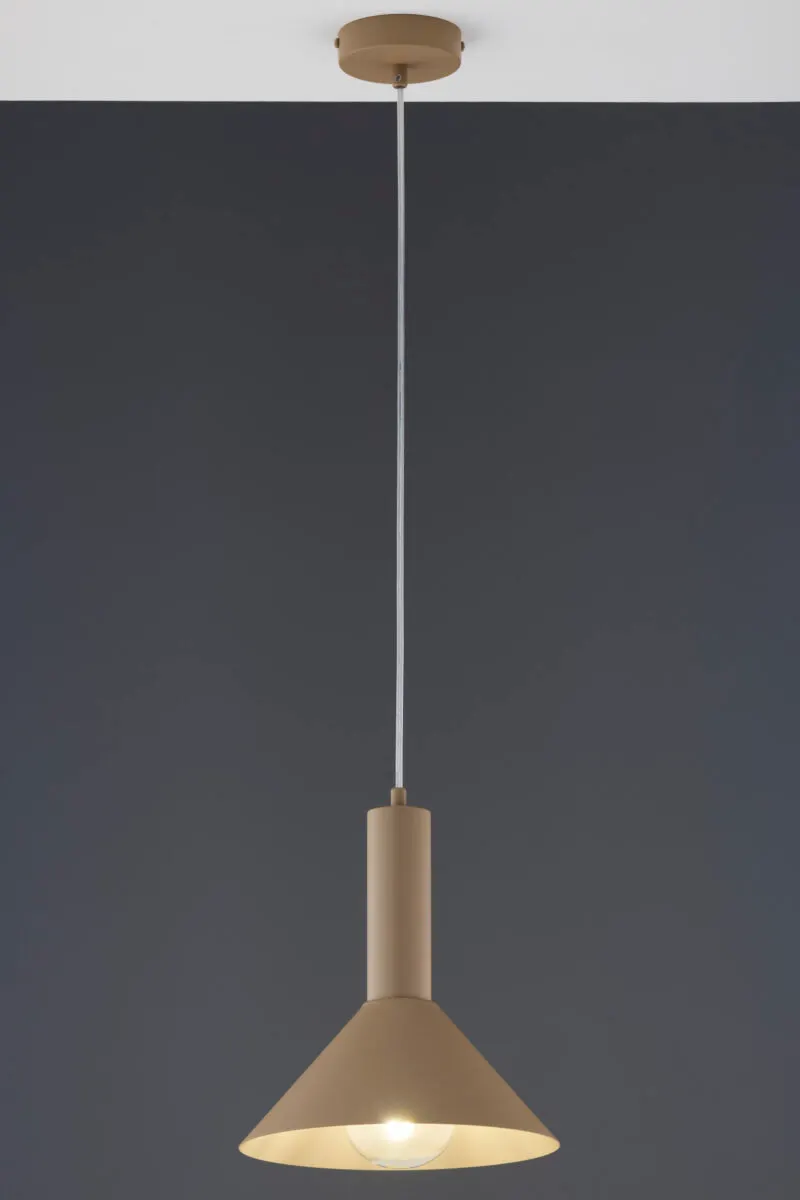 lampa wisząca, kinkiet, metalowa lampa, beżowy, kabel przewód