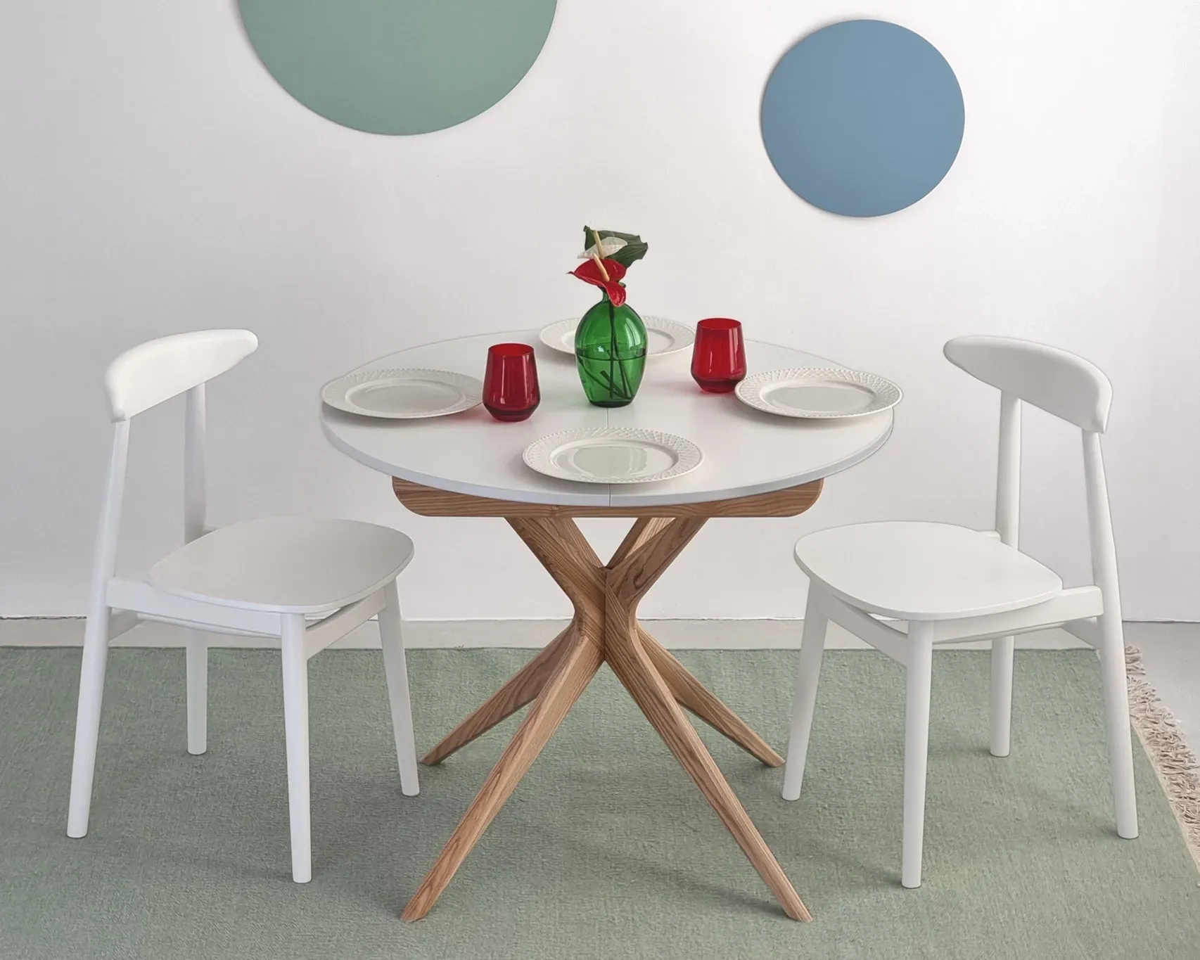 Stół okrągły jadalniany JUBI śr. 90cm kremowy