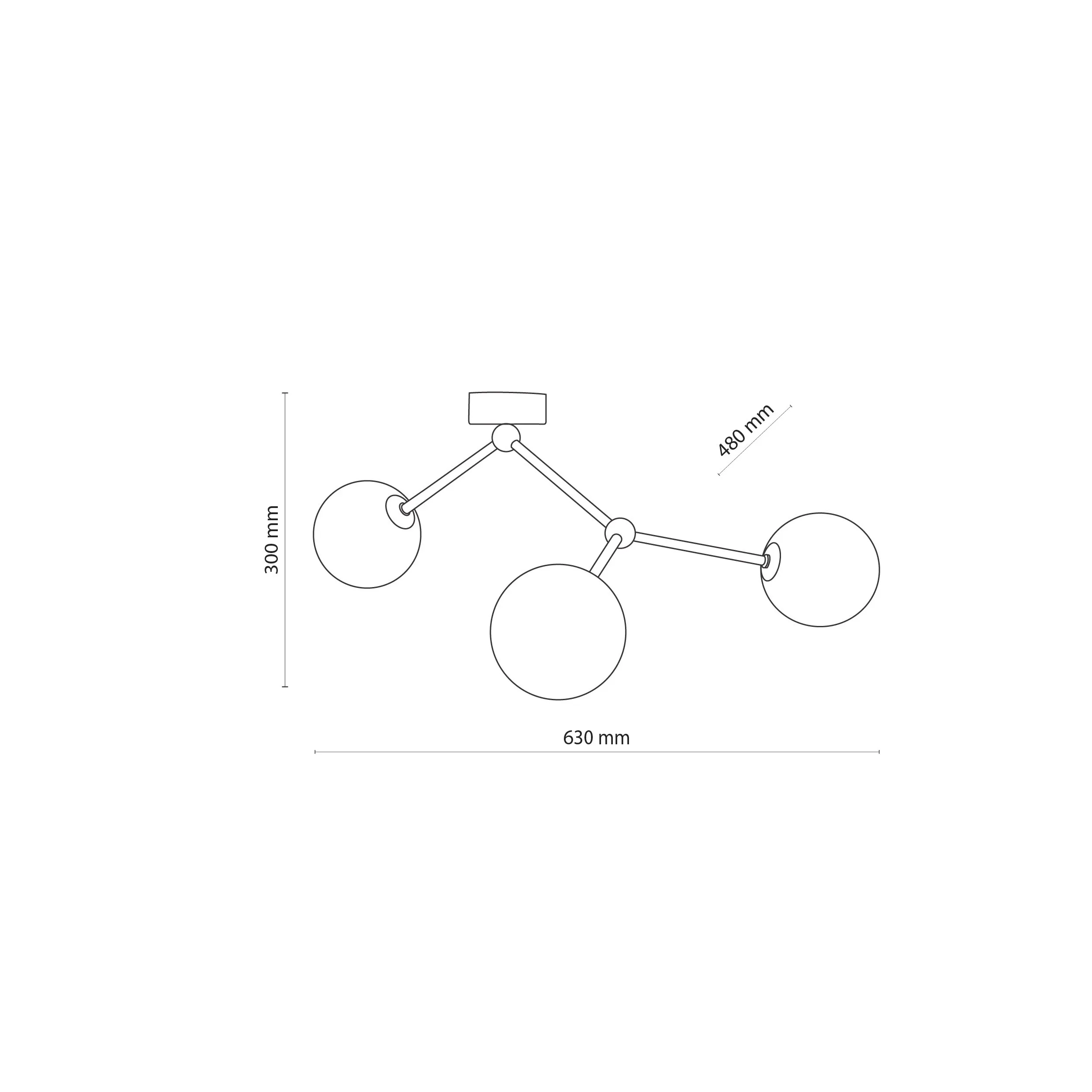 Lampa sufitowa FAIRY złota z białymi okrągłymi szklanymi kloszami 63x48x30cm - TK_6471