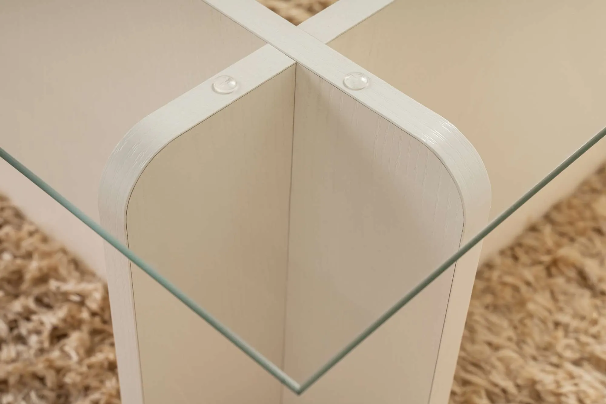 Stolik kawowy FLAVIO 65x105 cm biały efekt drewna transpatentny - ASI_353NRD1115