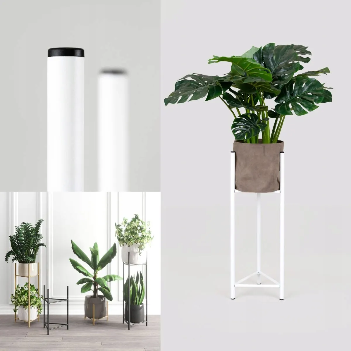 Kwietnik-stojak na donice metalowy LIZIO M biały - LD_TZ000143