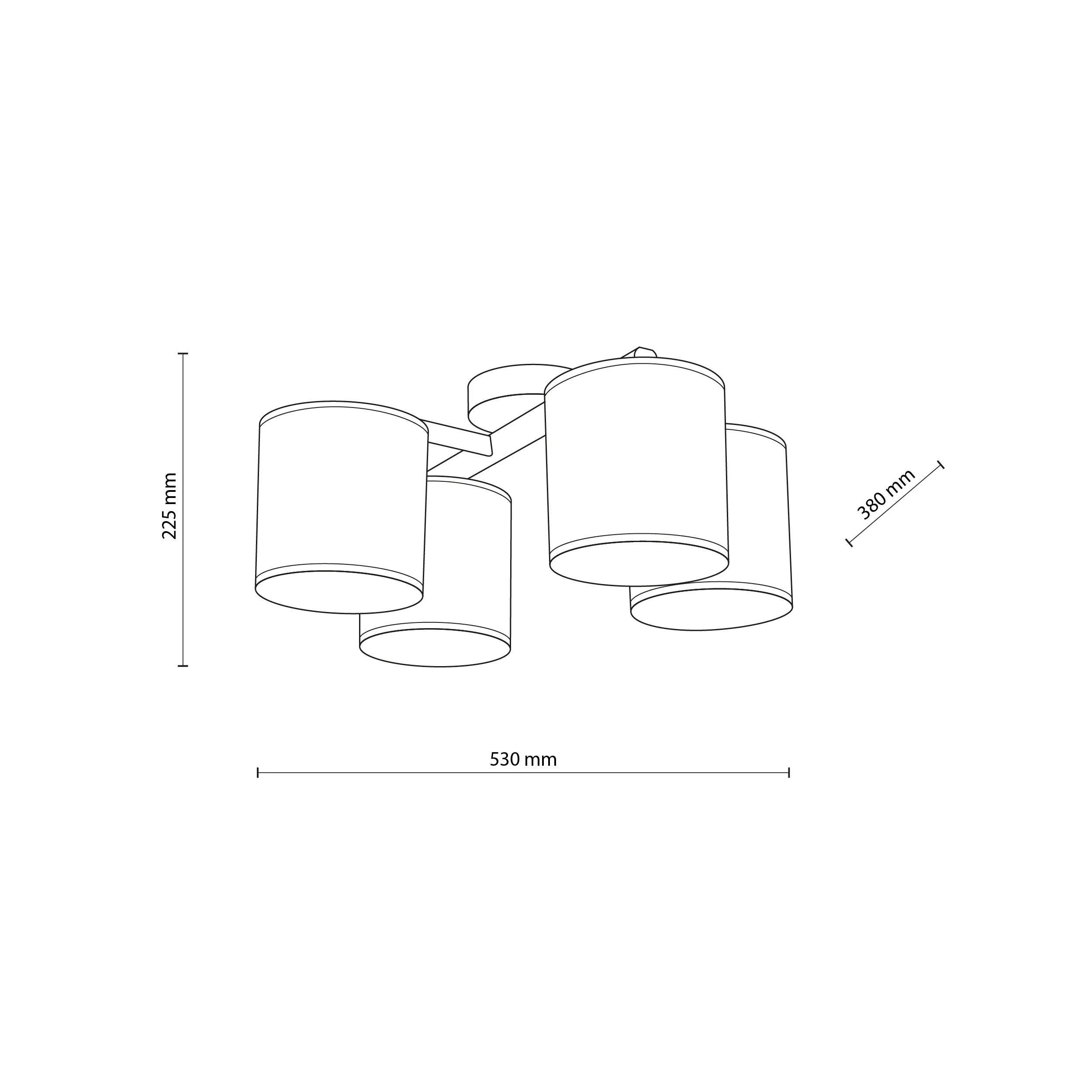 Lampa sufitowa DEVA NATURE czarna podstawa drewniane elementy trzy okrągłe beżowe klosze z tkaniny 45x22cm - TK_6865