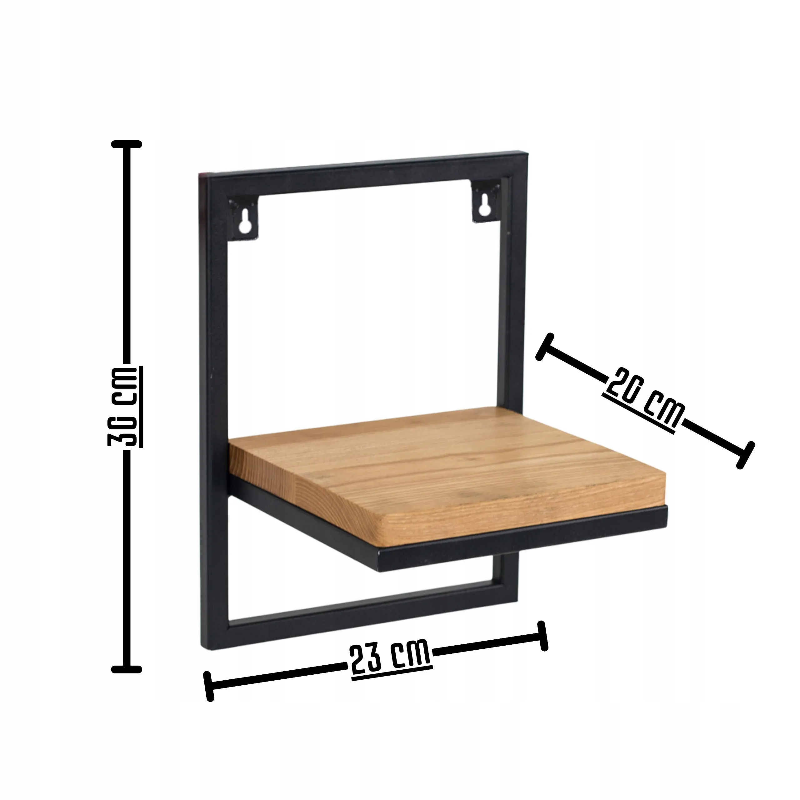 Kwietnik wiszący LENS S metal drewno czarny naturalny - LD_TZ000084