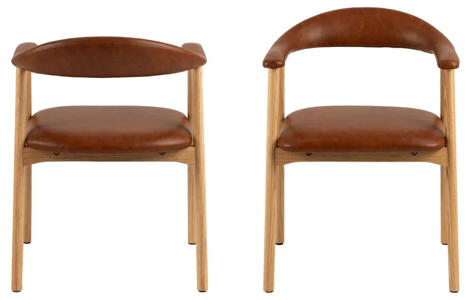 Krzesło z podłokietnikami IDA brązowy, dąb olejowany ( zestaw 2 sztuk ) - 0000103476