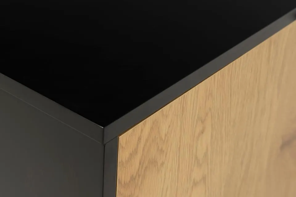 Komoda 2-drzwiowa z 3 szufladami MOODY 160x40x80 Naturalny, Czarny - H000021803