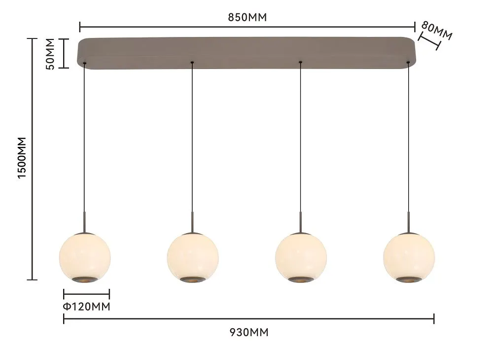 Lampa wisząca LUBERON czwórka prosta LED kaszmirowa — zdjęcie 8