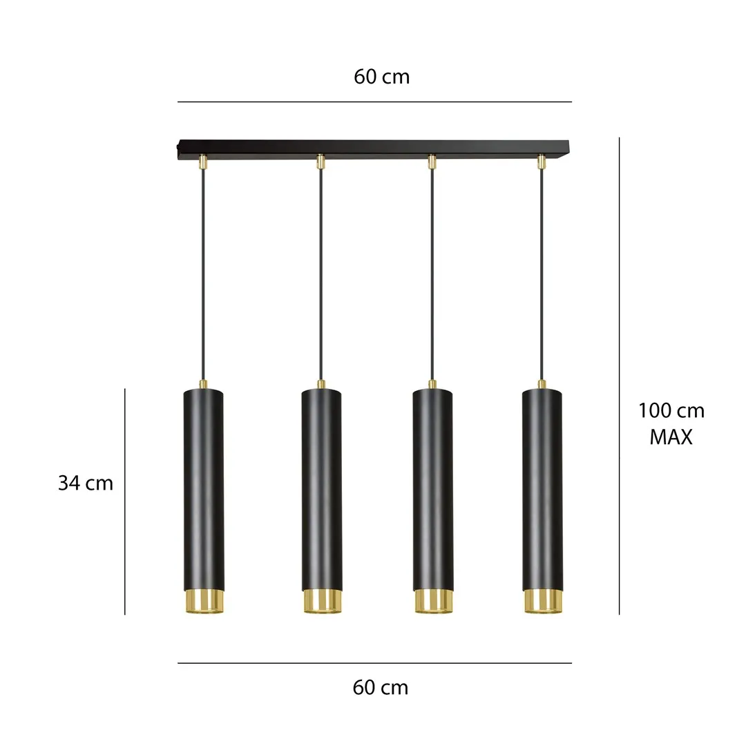 Lampa wisząca KIBO 4 czarny złoty — zdjęcie 8