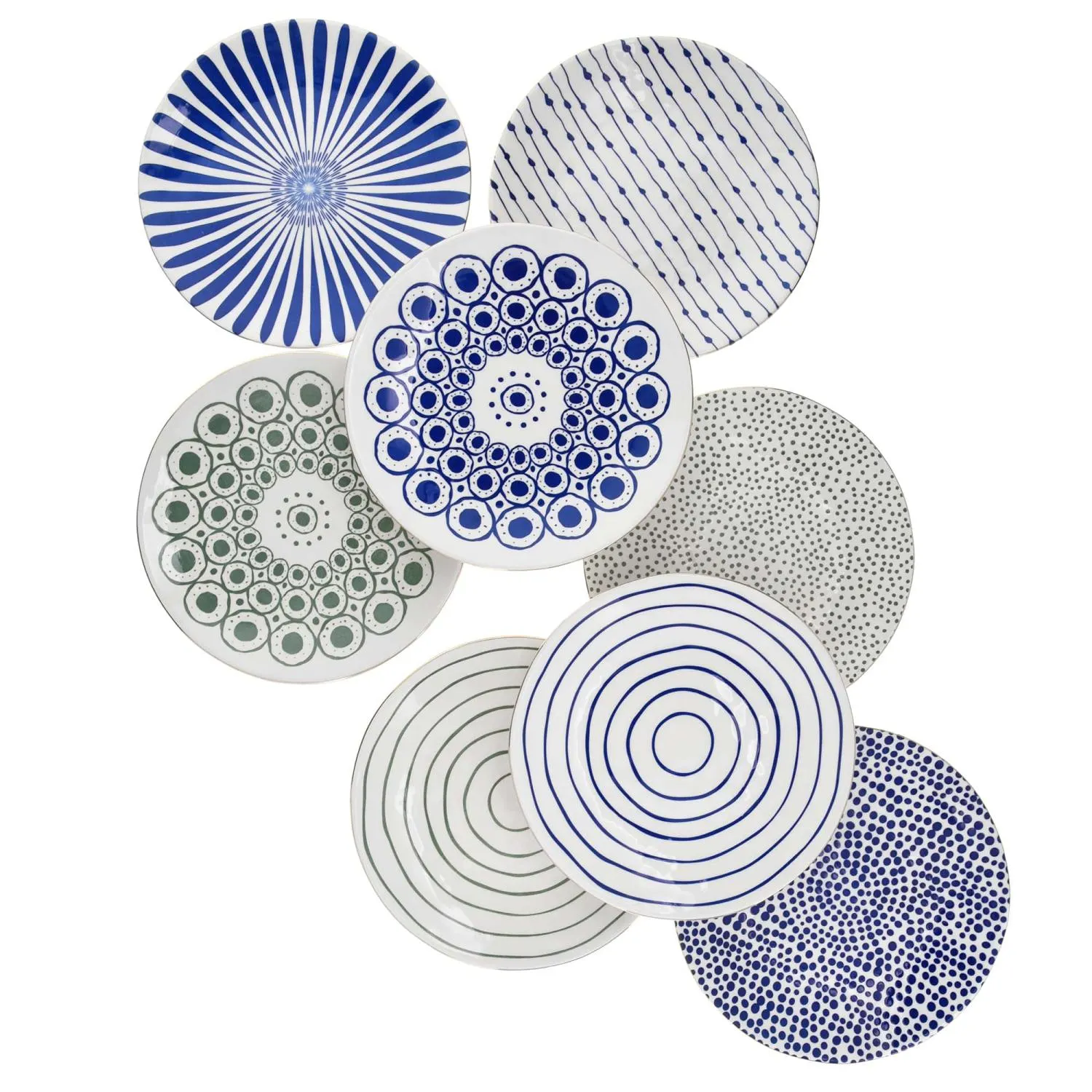 image talerze, porcelana, azul, wzory, kolorowy zestaw