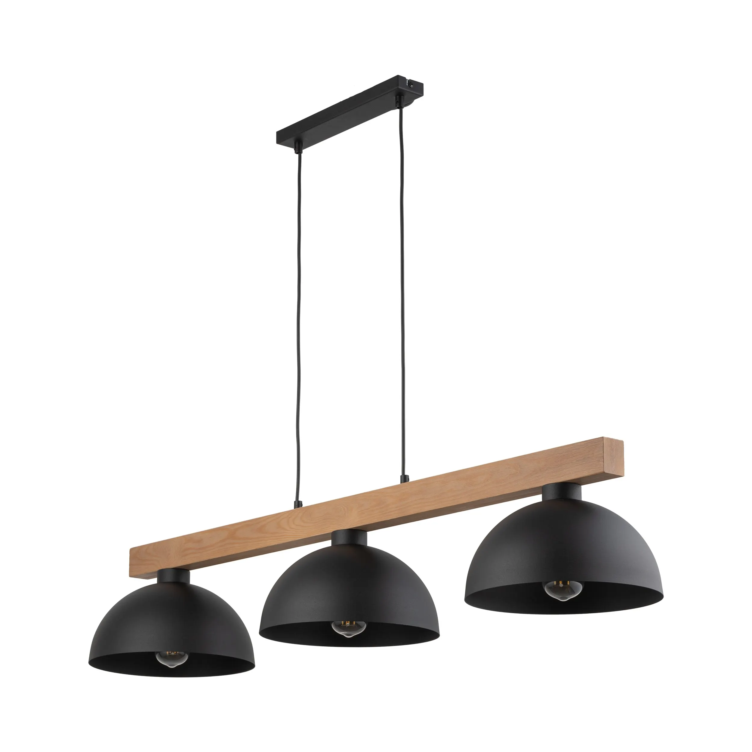 Lampa wisząca OSLO czarna na drewnianej listwie 118x115x27cm