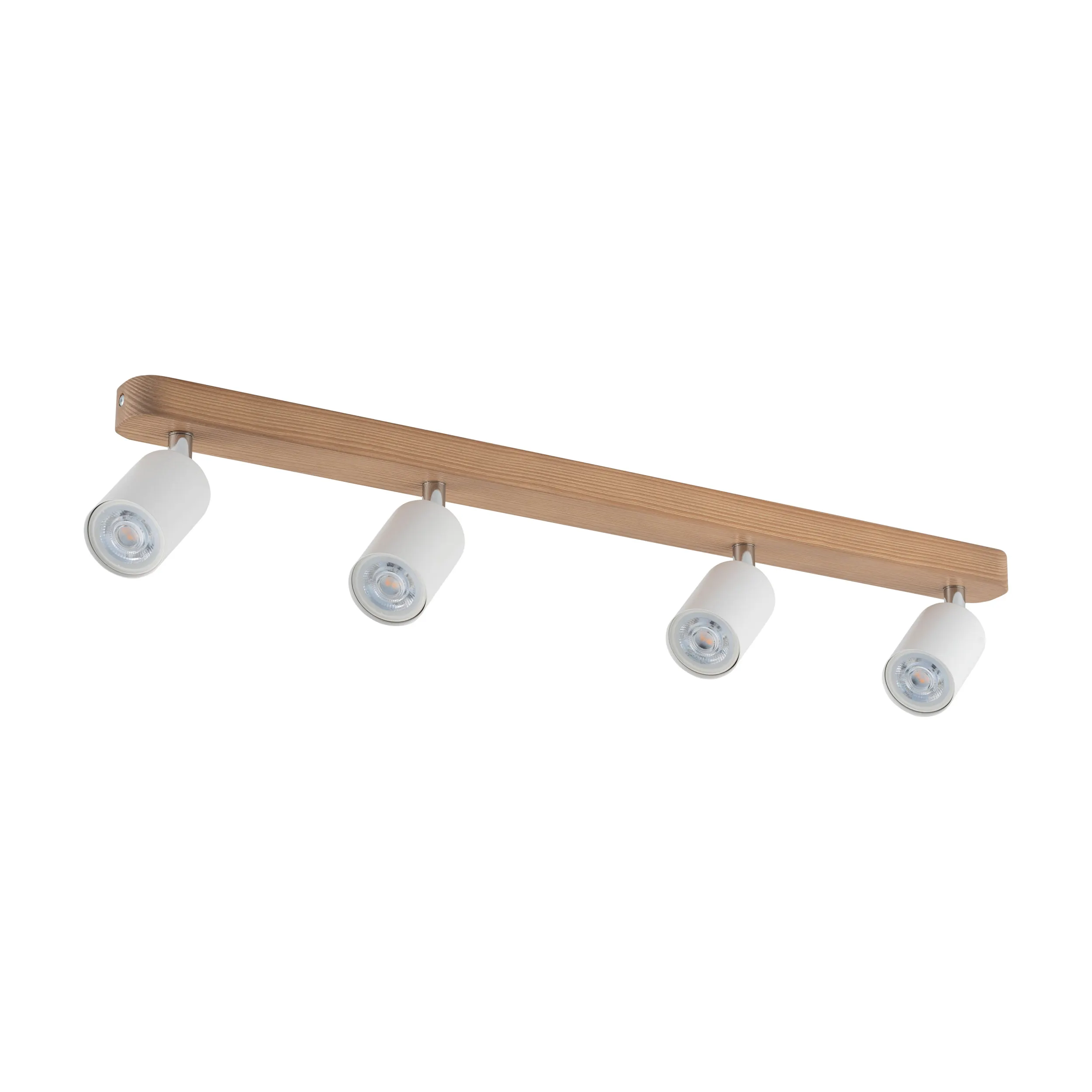 Lampa sufitowa TOP biała z chromowanymi elementami na drewnianej listwie regulowana 76x18x16cm - TK_3297