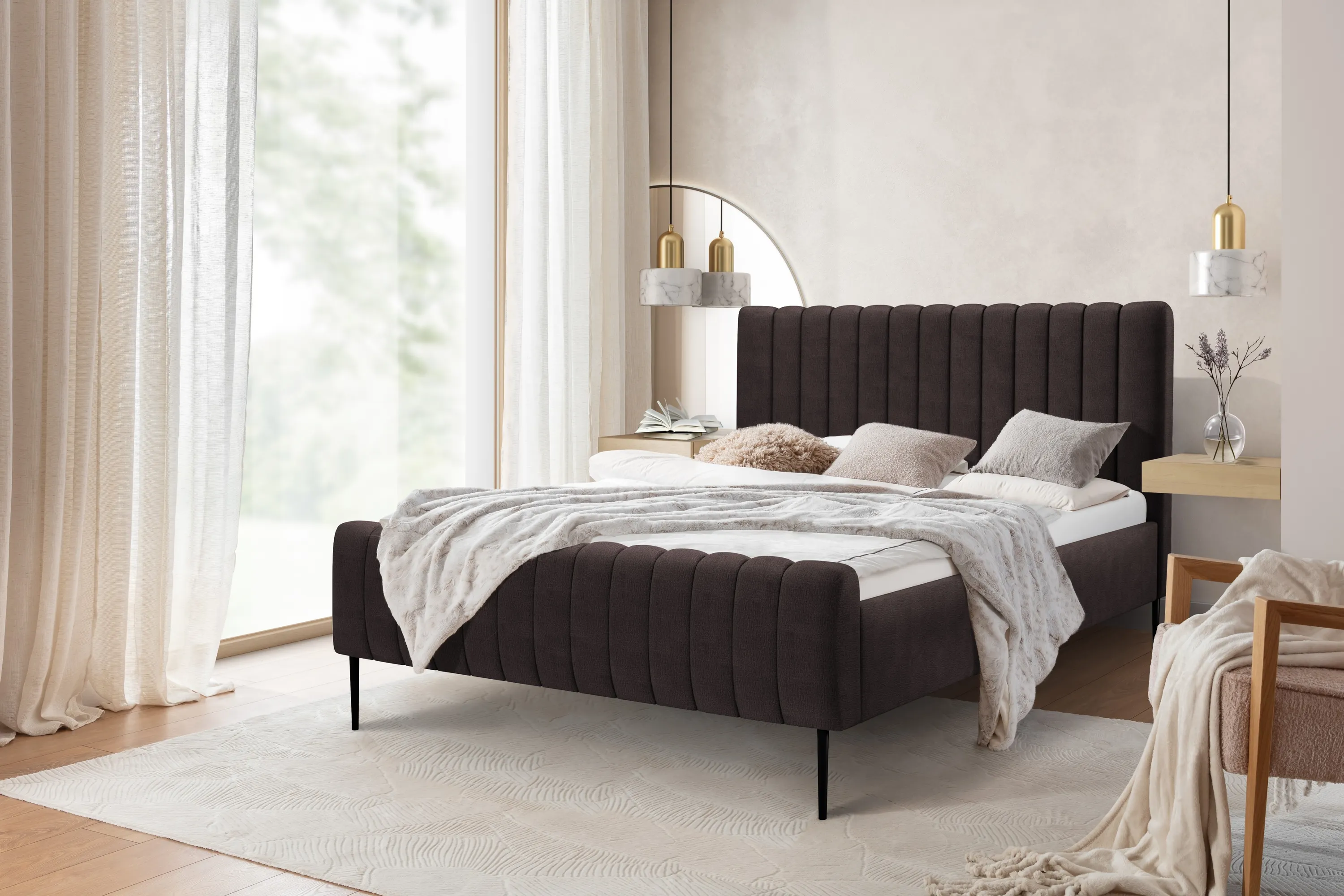 Łóżko Nicole / 160x200 / Salvador (SIC) 4 / czarne nogi - brązowy - B_158924