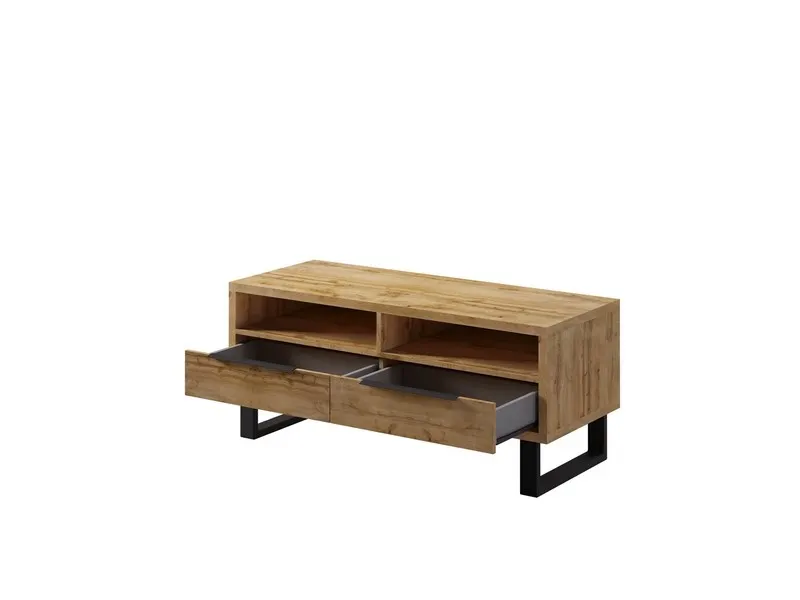 Szafka RTV z szufladami i półkami HALLE 124 cm dąb Wotan