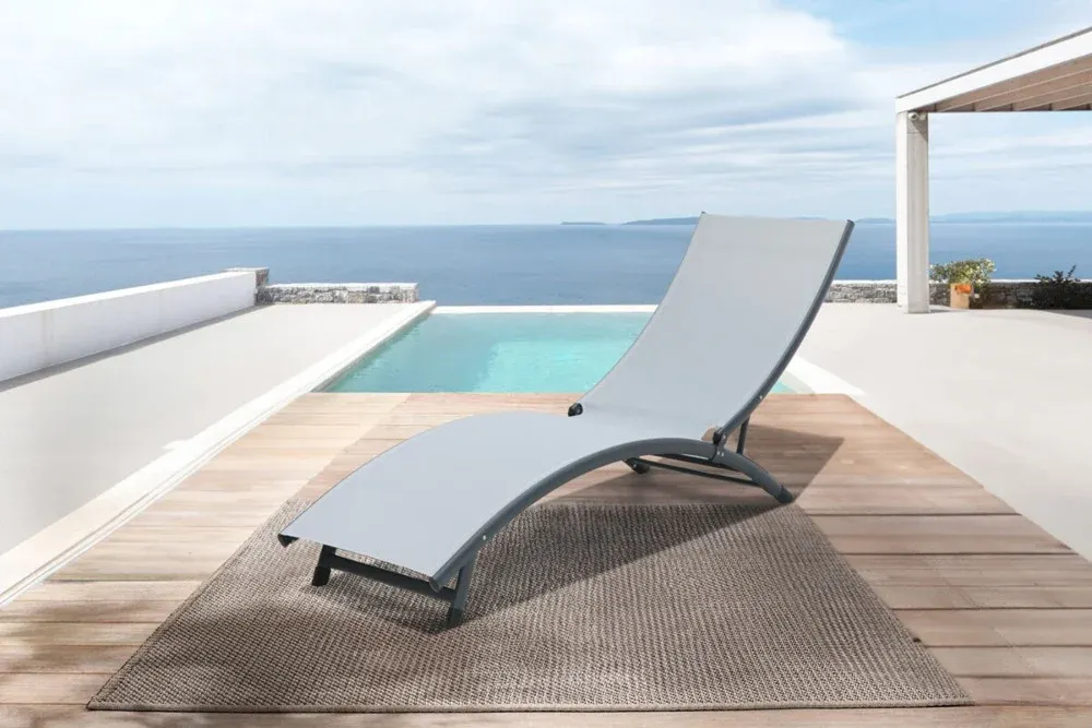 Leżak ogrodowy basenowy STAR 186 cm składany jasnoszary - FG005986