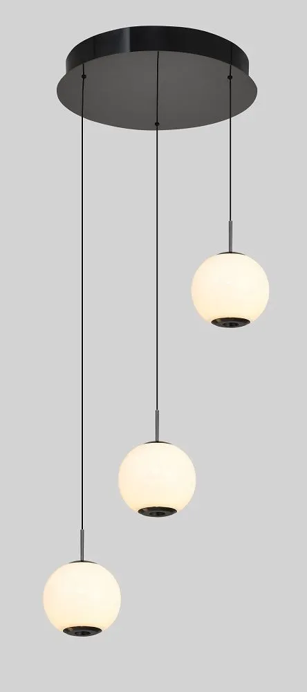 Lampa wisząca LUBERON trójka okrągła LED czarny chrom — zdjęcie 3