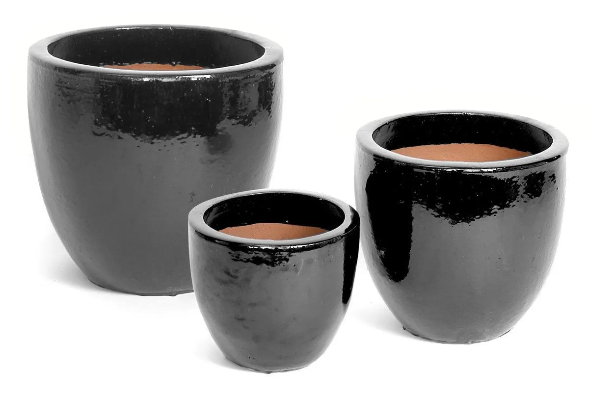 Donice ceramiczne D22 - Zestaw 3 sztuk - czarny Ceramika, Puchar, Napoje, Kawa, Filiżanka kawy