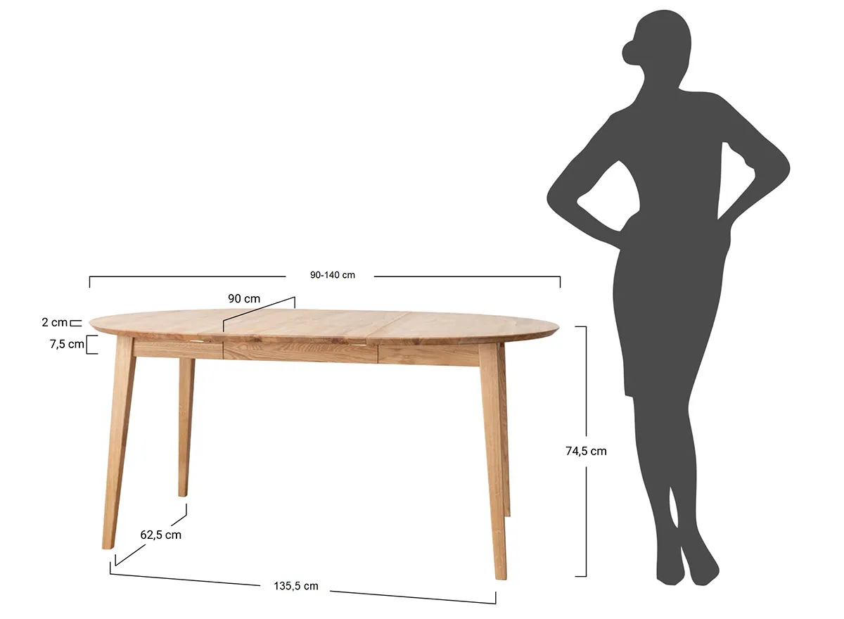 Stół drewniany ORBETELLO rozkładany 90 cm (140 cm) tabacco — zdjęcie 10