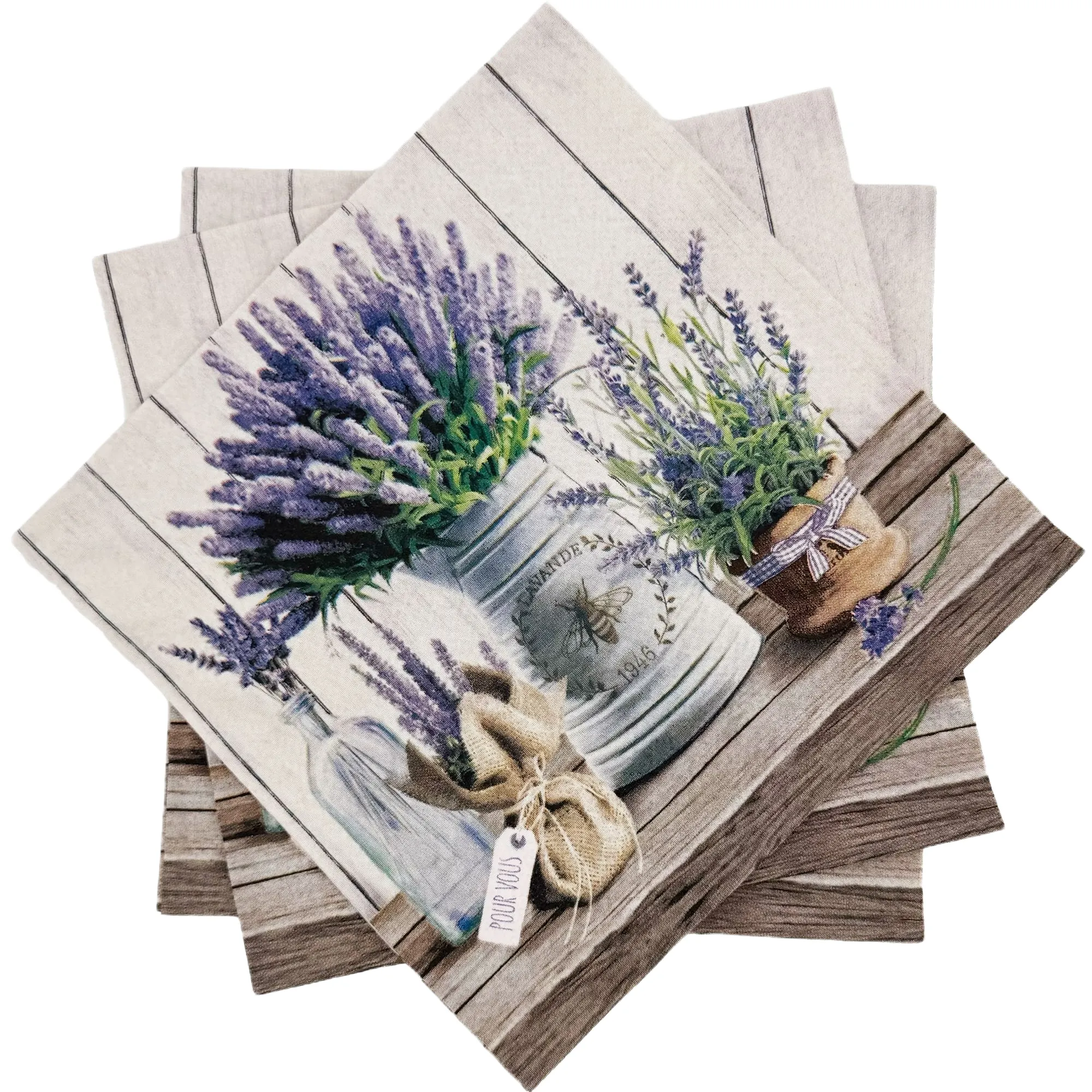 Serwetki papierowe LAVENDER IN BUCKET 33x33 cm ( 20 szt.) fioletowy szary