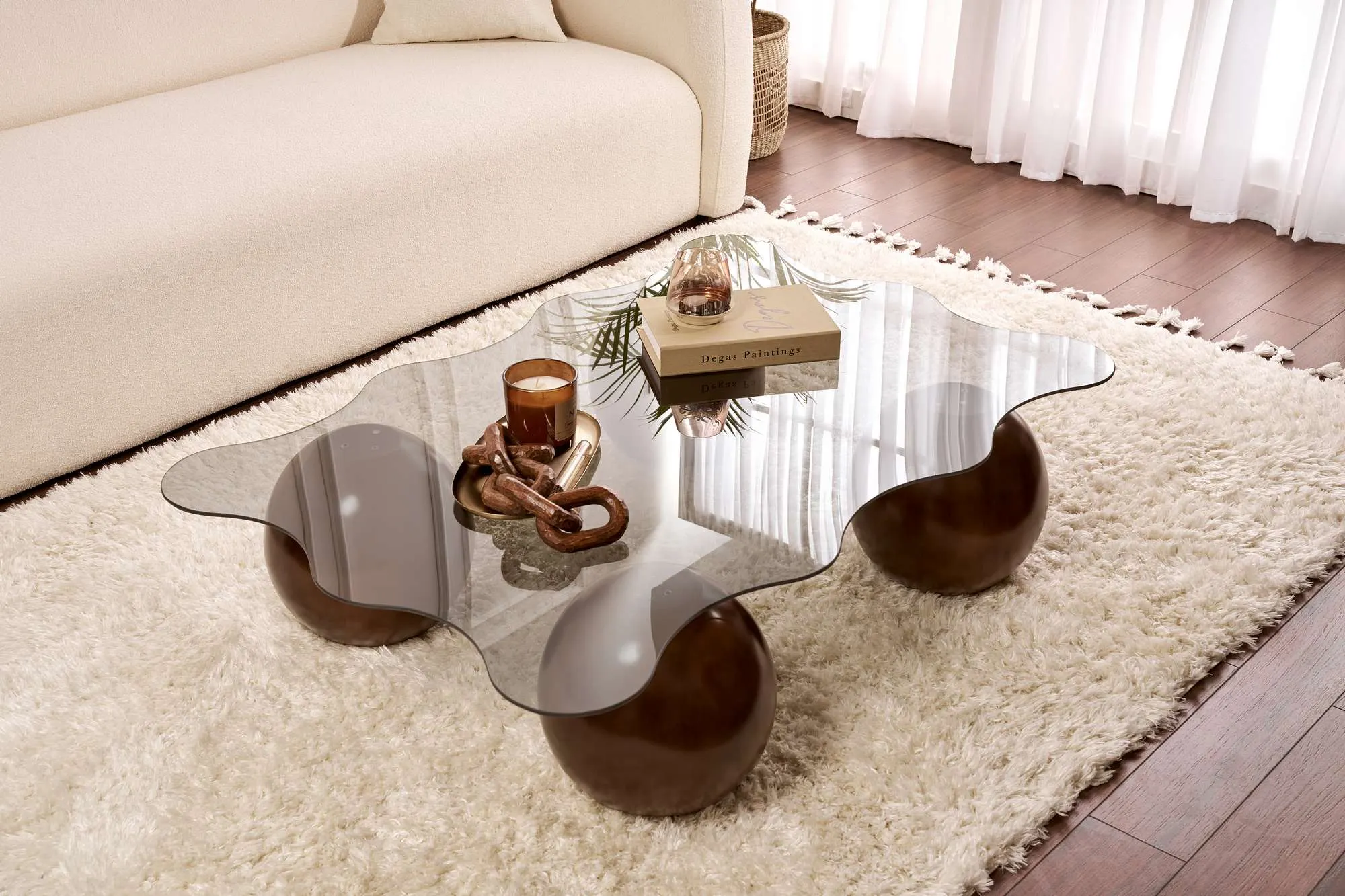 Stolik kawowy NOXA 80x120 cm nogi kuliste orzech blat szary - ASI_857NRD1134