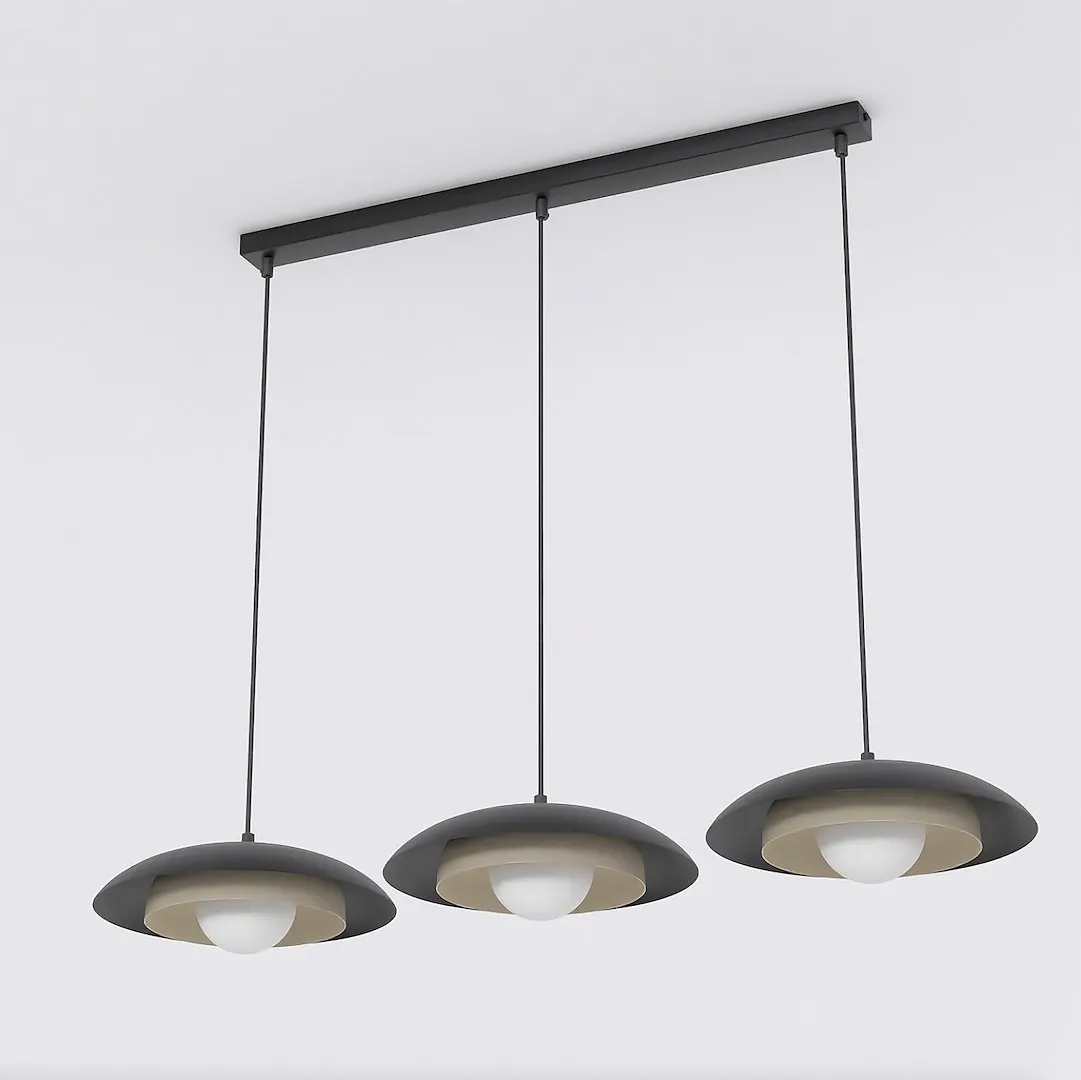 Lampa wisząca metalowa SKIN 3 BL czarno - beżowa