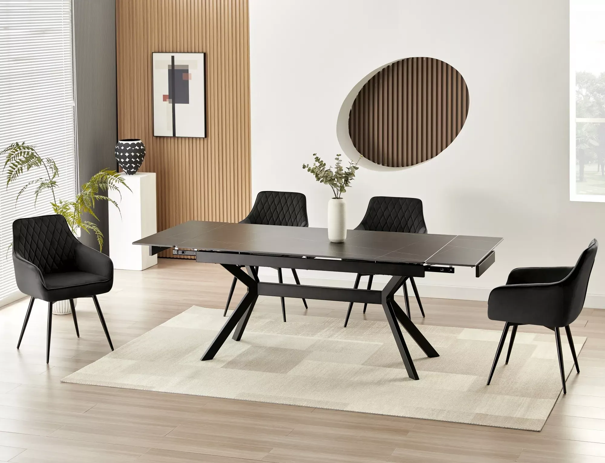 Stół rozkładany ceramiczny IMPERIA 90x180-240 czarny - IMPERIAC180