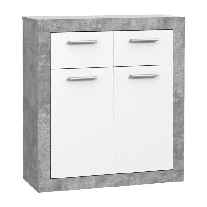 Komoda 2-drzwiowa z 2 szufladami BACCIO beton biały Komoda 2-drzwiowa z 2 szufladami BACCIO beton biały