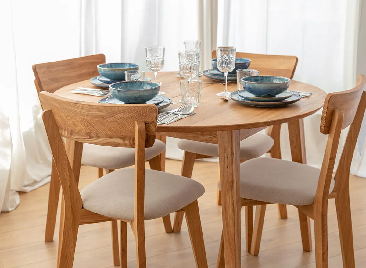 Krzesło dębowe LEON M11 z beżowym siedziskiem - dąb olejowany - KULKLM11