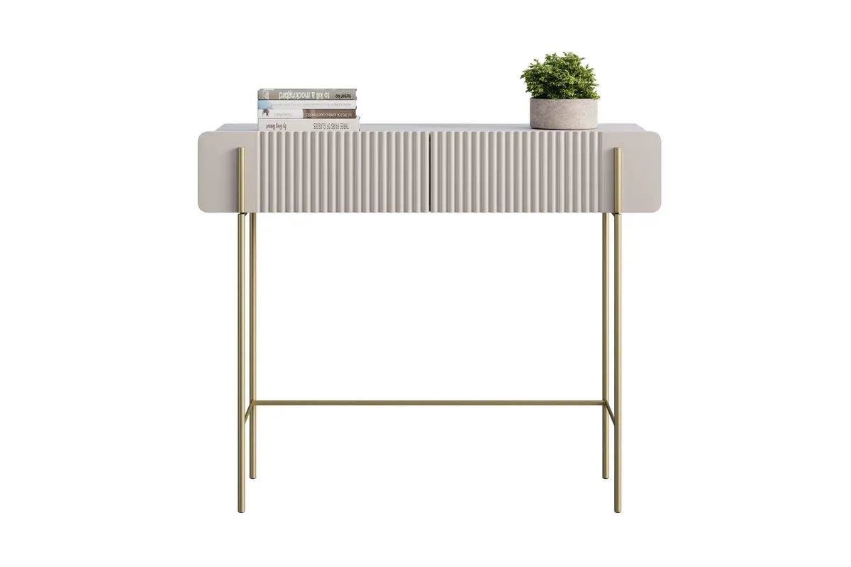 MALMI Toaletka 100 2SZ - cashmere / crema bianca / złote nogi - B_162301