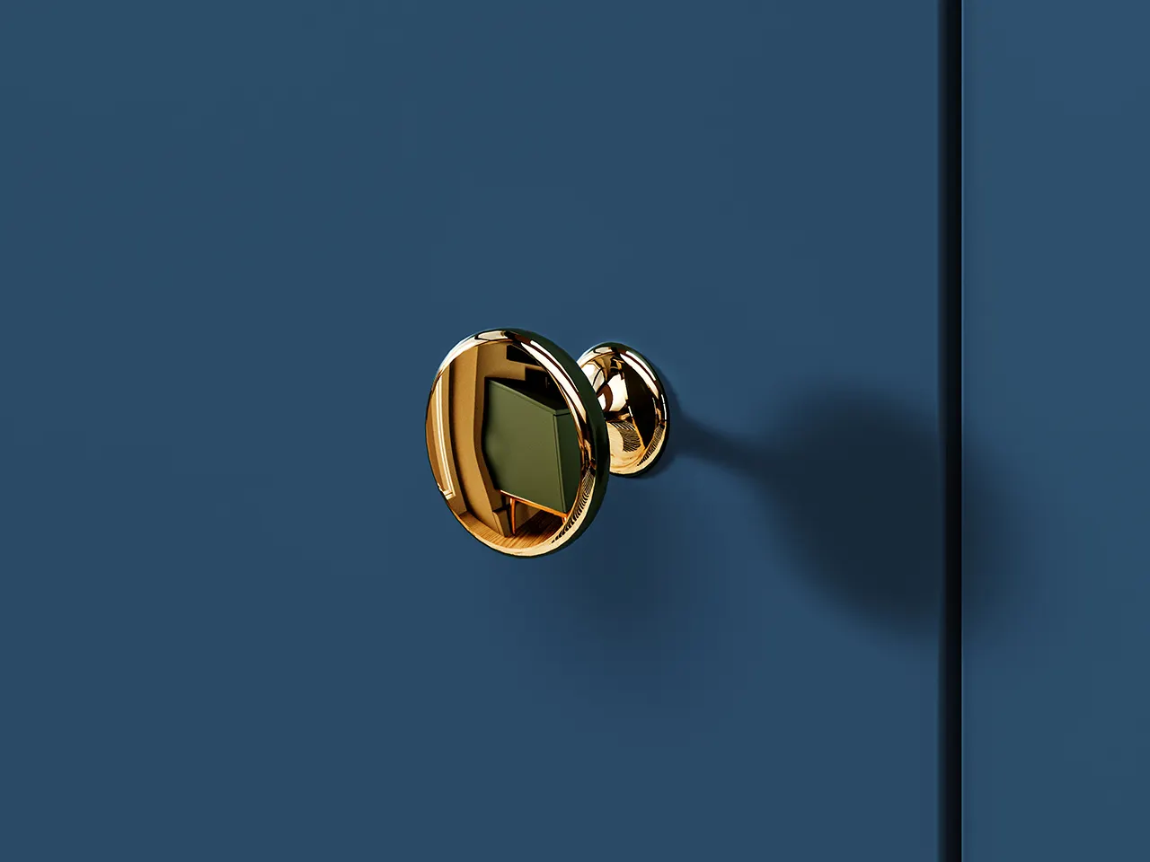 Komoda 1-drzwiowa z 3 szufladami MARINE 04 błękit ciemny, złoty - 1MARI04-001