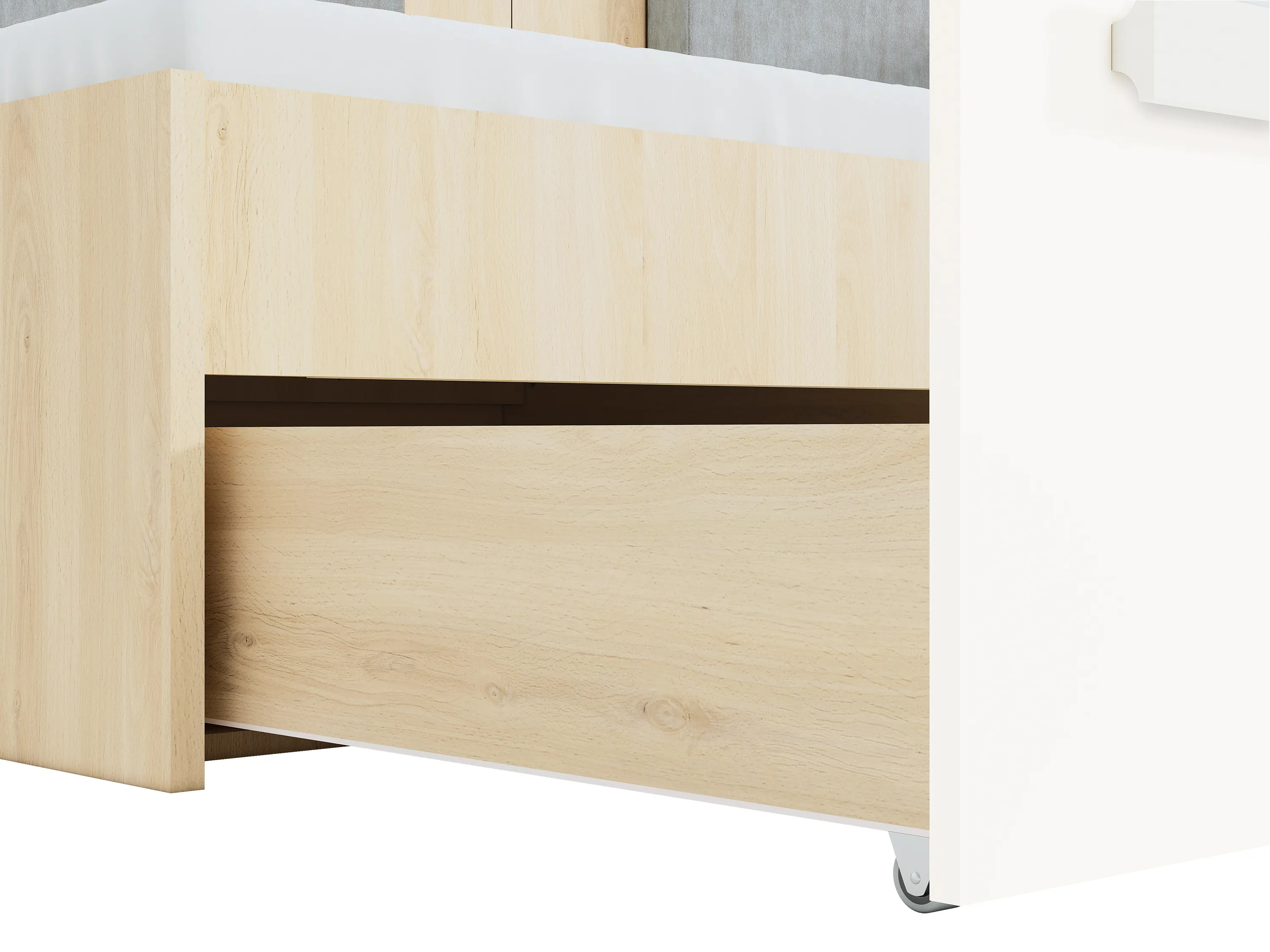 Łóżko z szufladami DROP 17 z szufladami 90x200 buk fjord, biały, szary — zdjęcie 8
