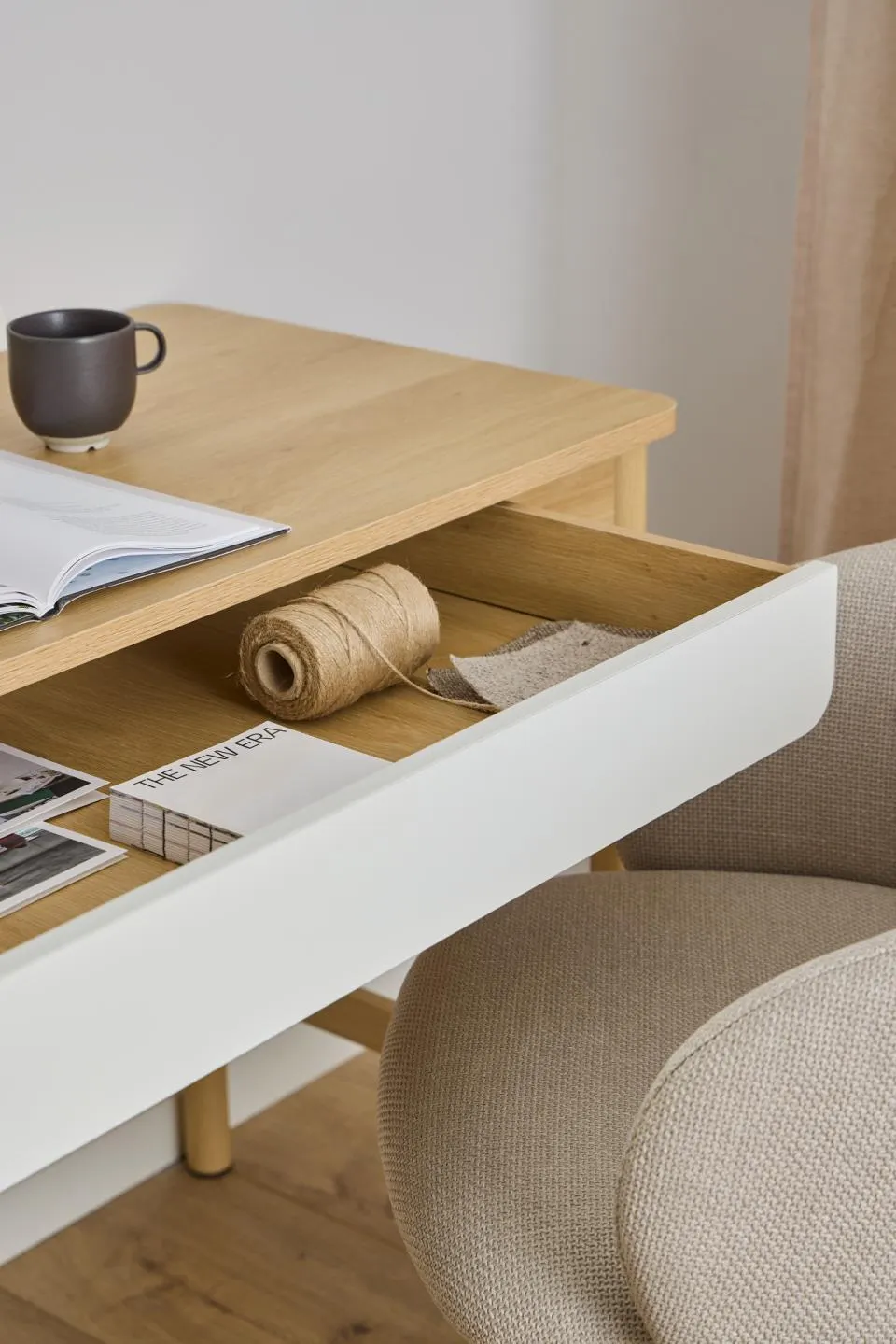 Biurko z szufladą ALPENA 110x50x75 cm naturalny beżowy - 0000111588