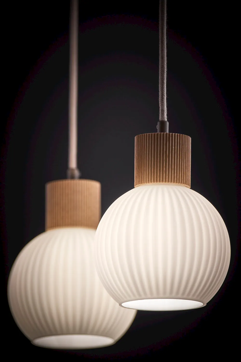 Lampa wisząca ALBA 2  beżowy biały drewno bukowe — zdjęcie 7