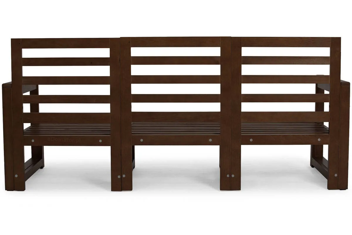 Sofa ogrodowa 3-os. MALTA drewniana grafitowa/ciemnobrązowa - FE5906948115637