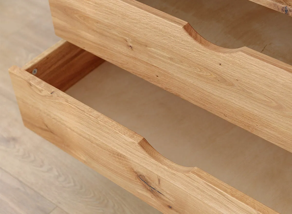 Regał z 2 szufladami SIMONA lity dąb olejowany - PRHSIM04