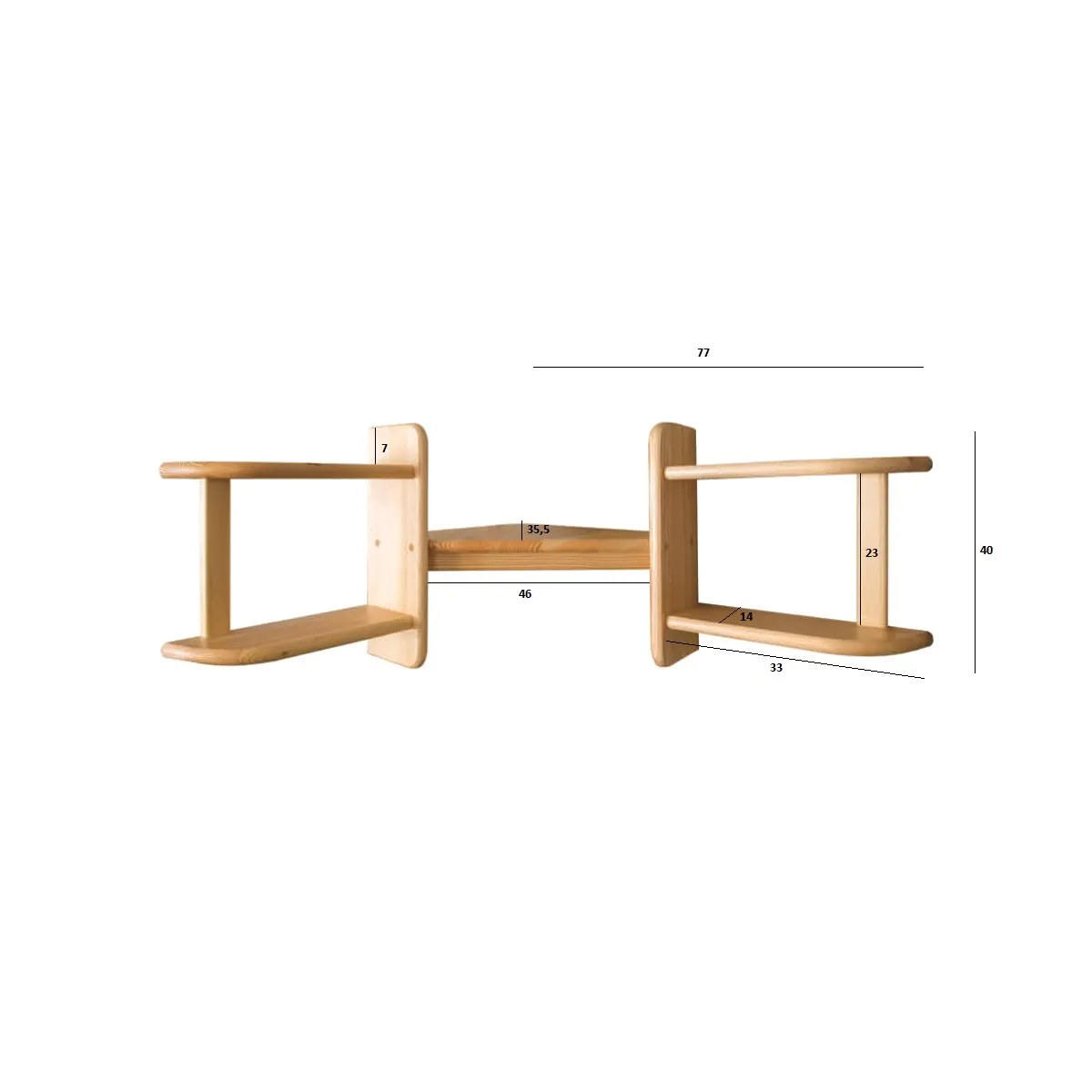 PK131_WYMIARY PK131 półka S77 W40 G77 sosna orzech DREWMAX - 01685