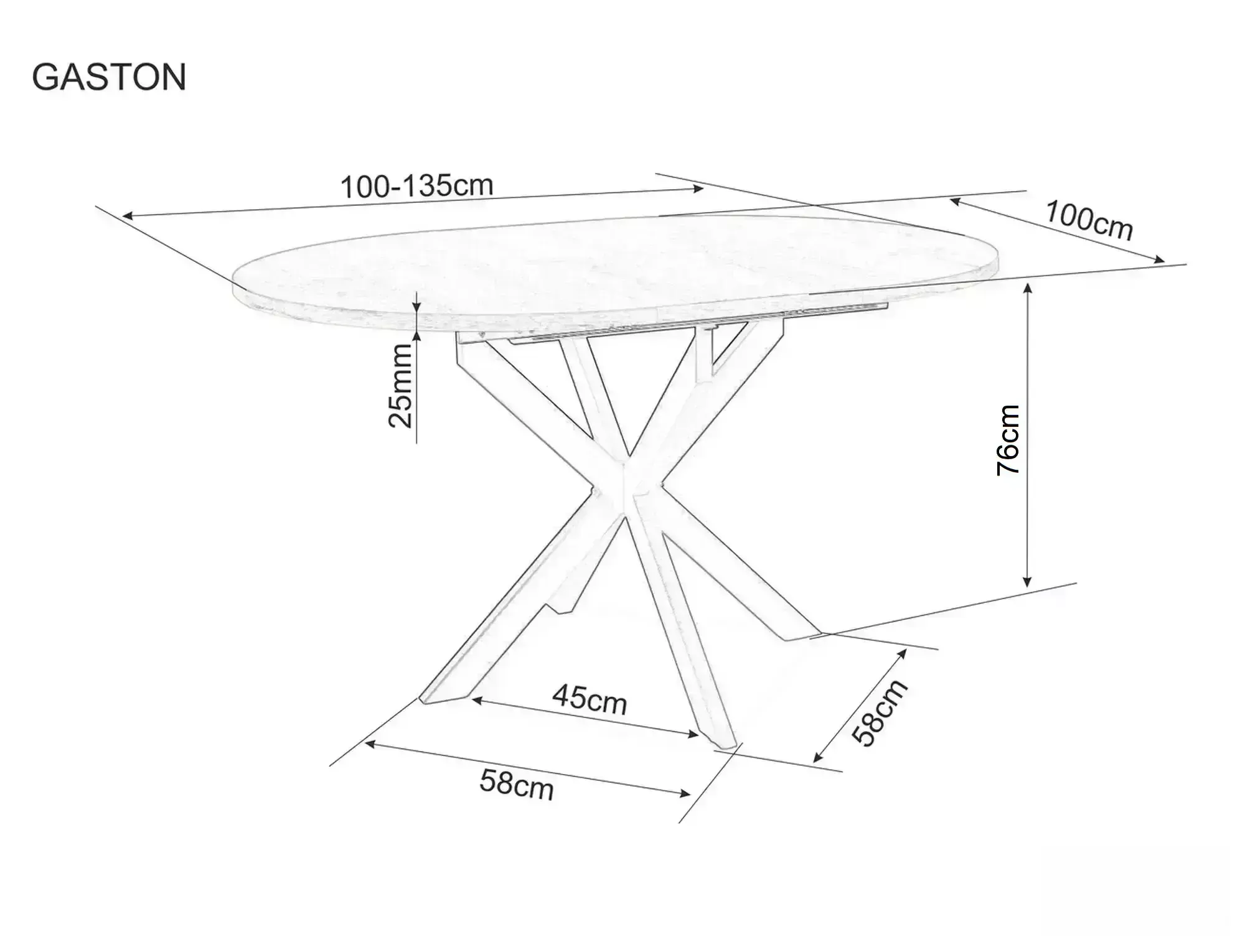 stół, okrągły, talerz, podstawa X, drewno