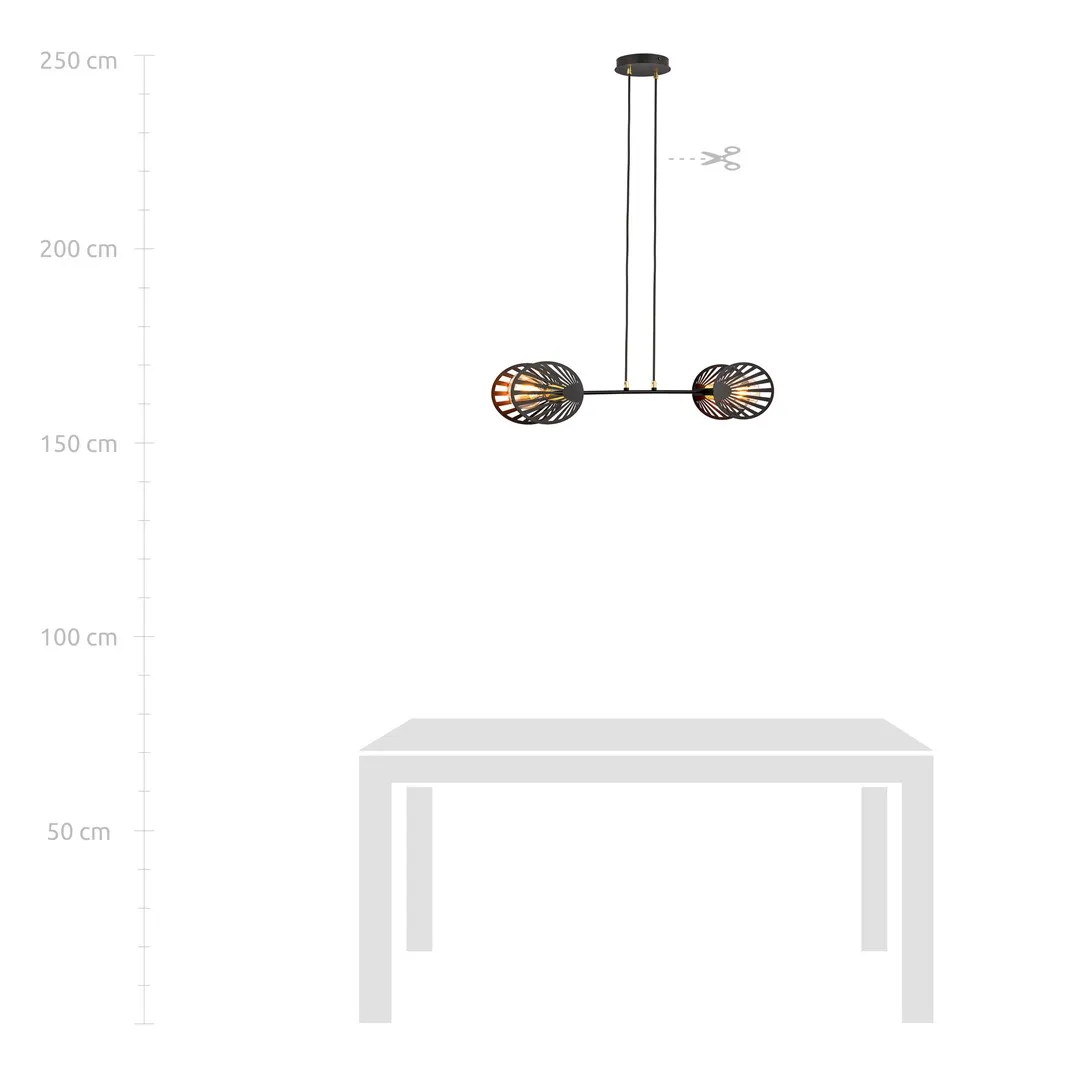 image lustre, pendant lamp, metal stem, metal spheres, czarny kolor