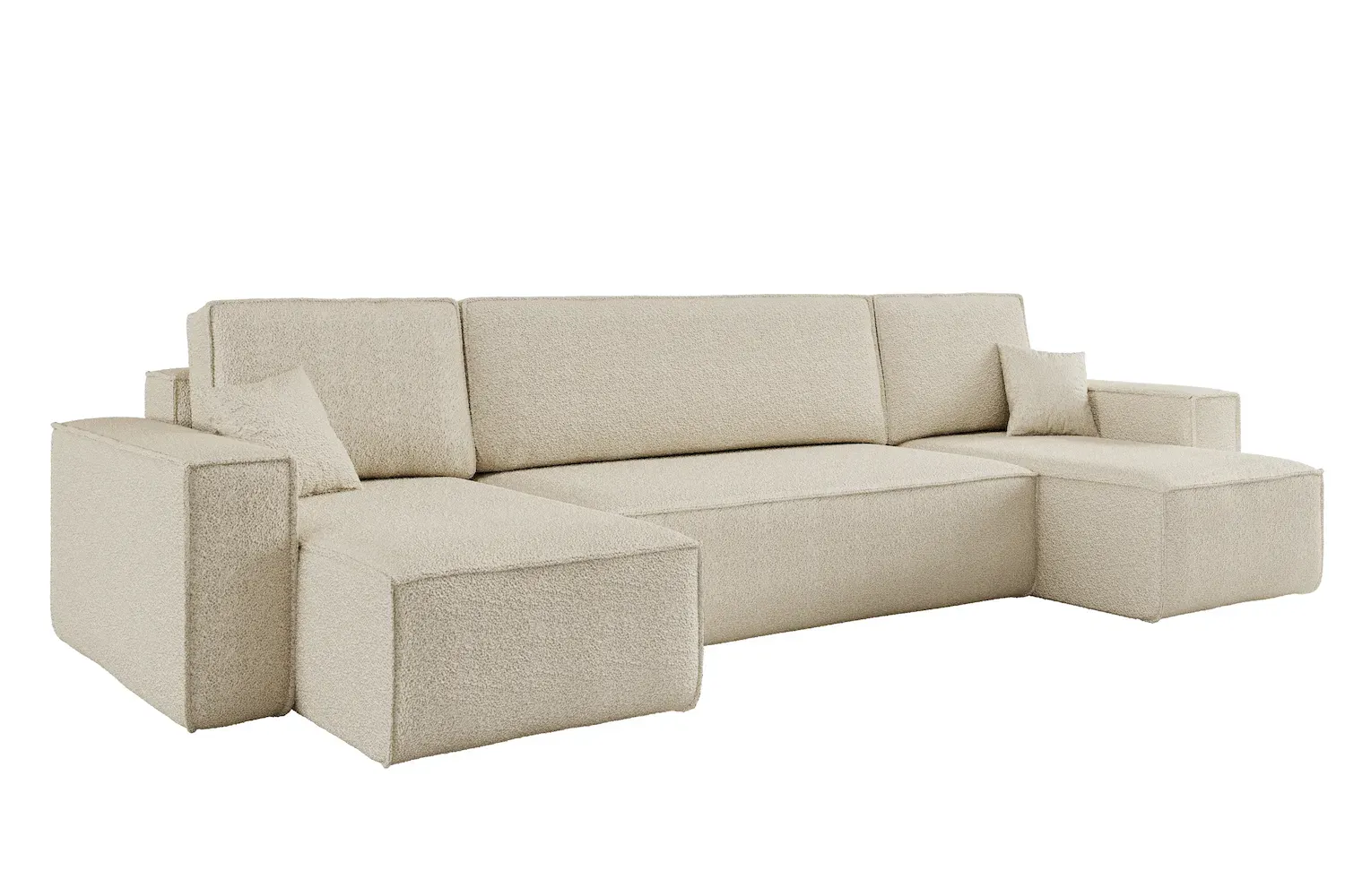 Narożnik uniwersalny KARL U 312cm rozkładany boucle tkanina Quelle 02 ecru