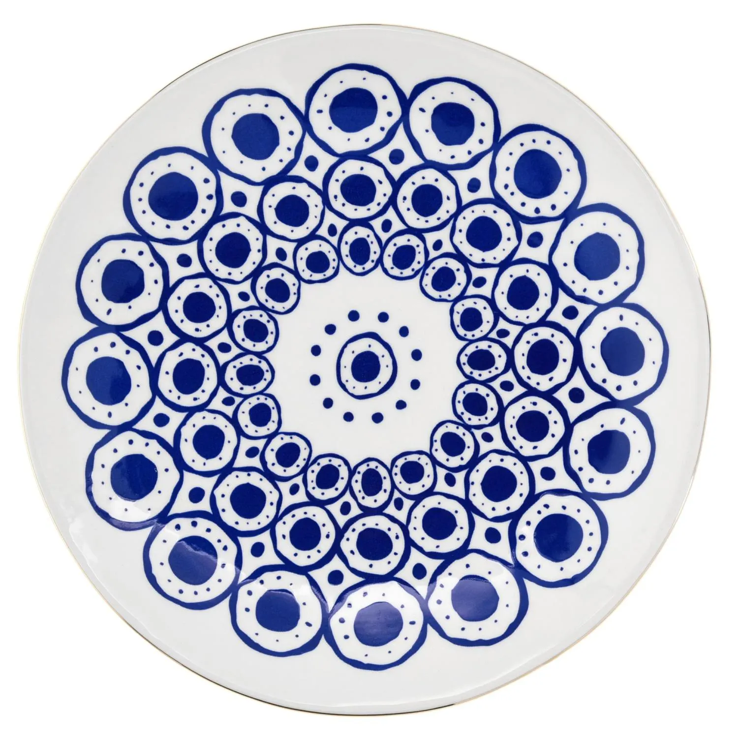 talerz, ceramika, niebieski, okrągły, wzór mandala