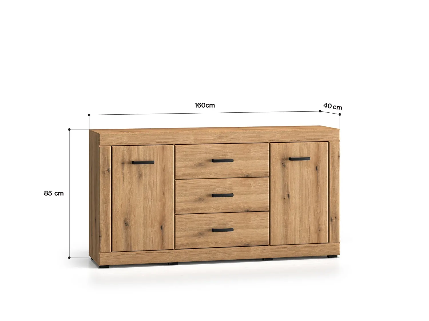 Komoda 2-drzwiowa z szufladami DORA 160x40x85 dąb evoke - 1DORA04-001