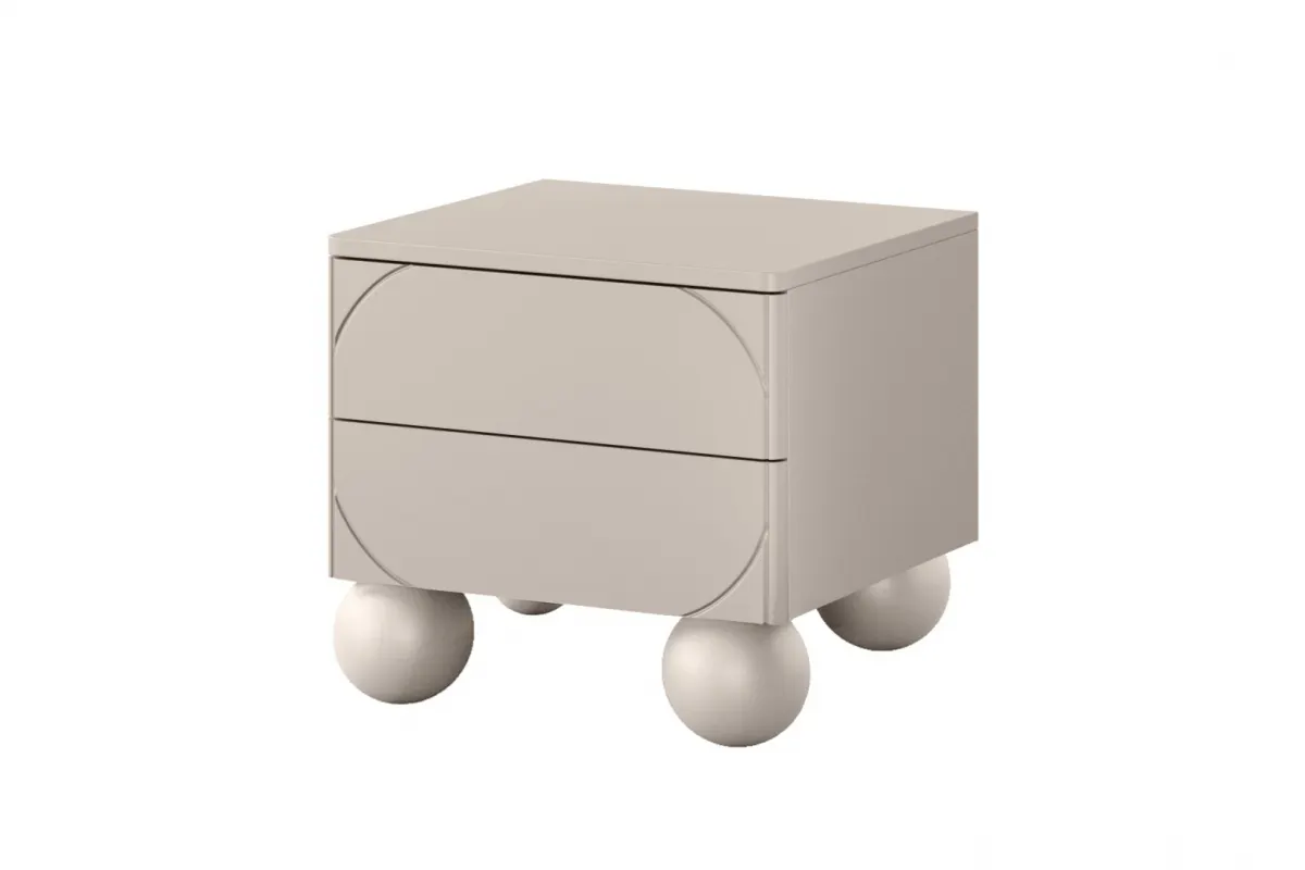 Szafka nocna z 2 szufladami SONATIA 45cm cashmere nogi kule