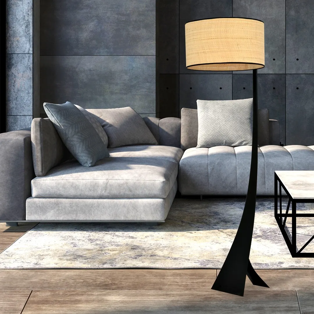 sofa, sectional, szary, tkanina, poduszka