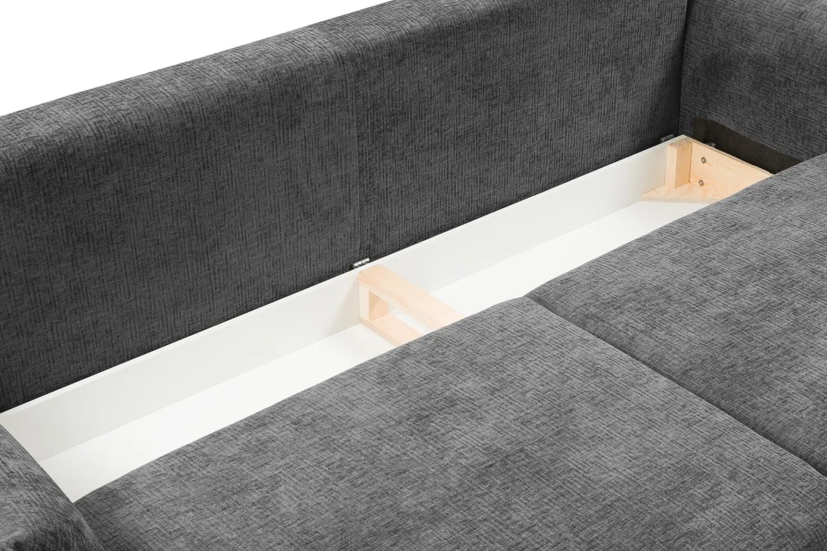 Sofa rozkładana z pojemnikiem ADEL 240 cm grafitowa — zdjęcie 8