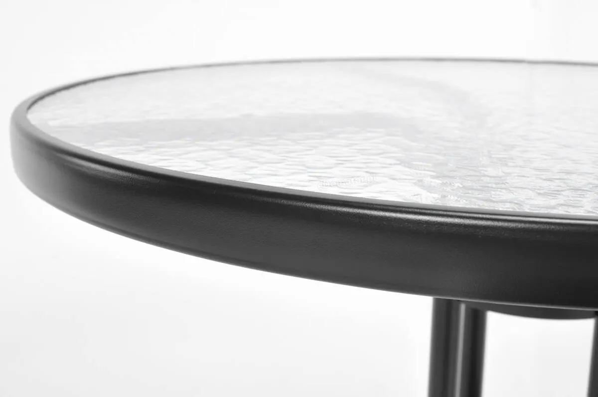 Stolik ogrodowy okrągły CAPRI 80 cm szklany czarny - FE5906948126817